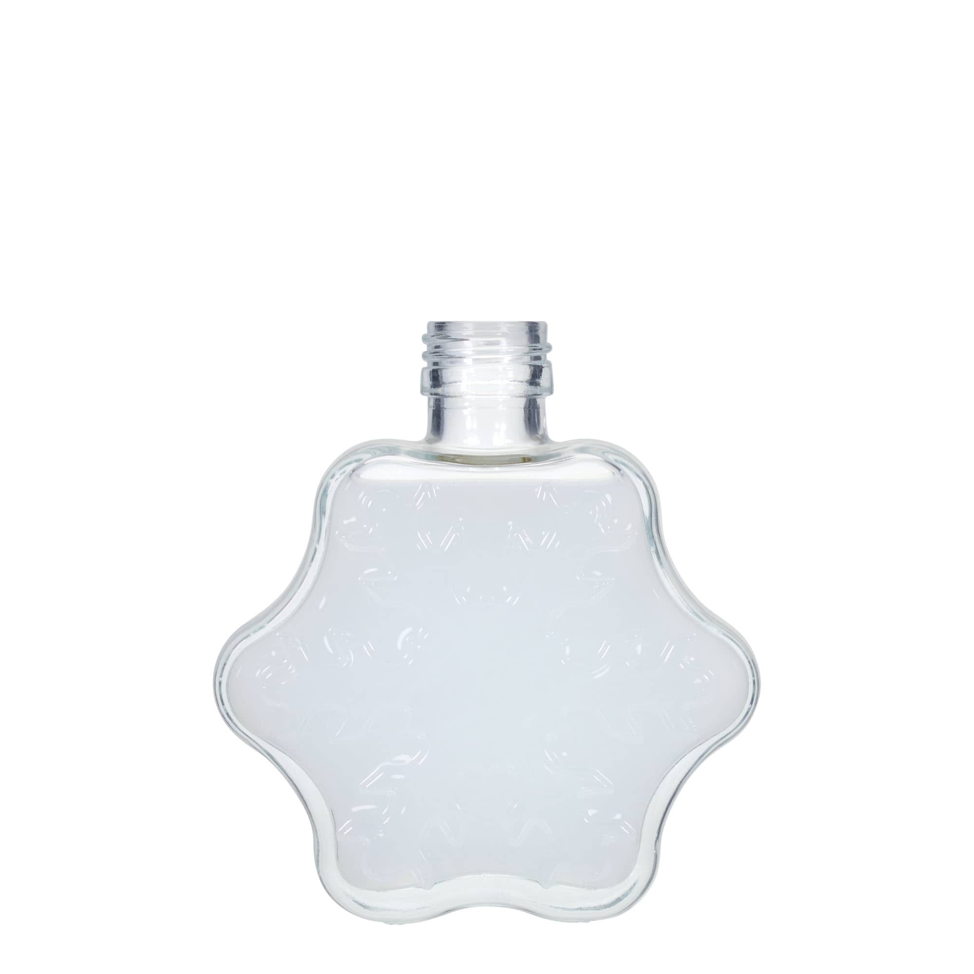 200 ml glazen fles 'Sneeuwvlok', mondstuk: PP 28