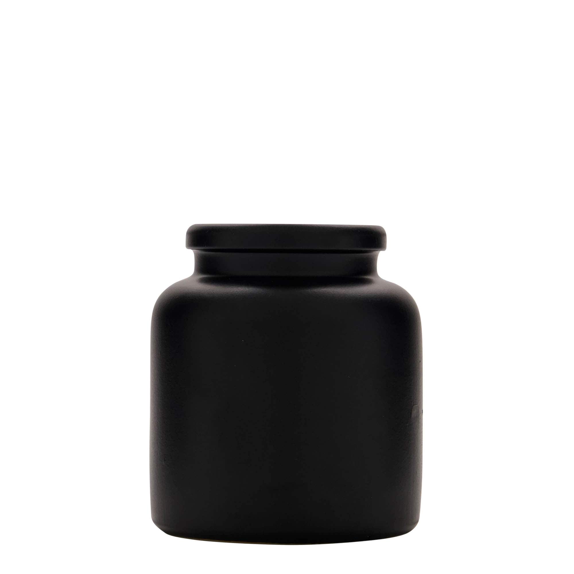 Steengoed pot, 270 ml, keramiek, zwart, monding: stulpdeksel Steengoed pot, 270 ml, keramiek, zwart, monding: stulpdeksel