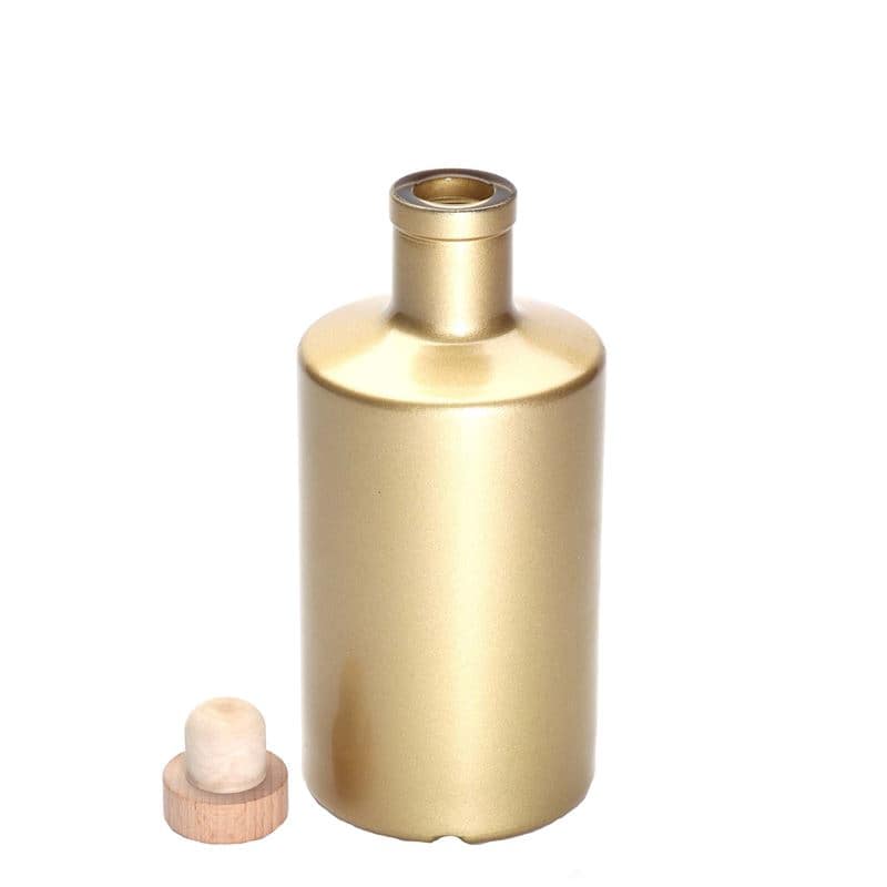 Glazen fles 'Caroline', 500 ml, goud, monding: kurk