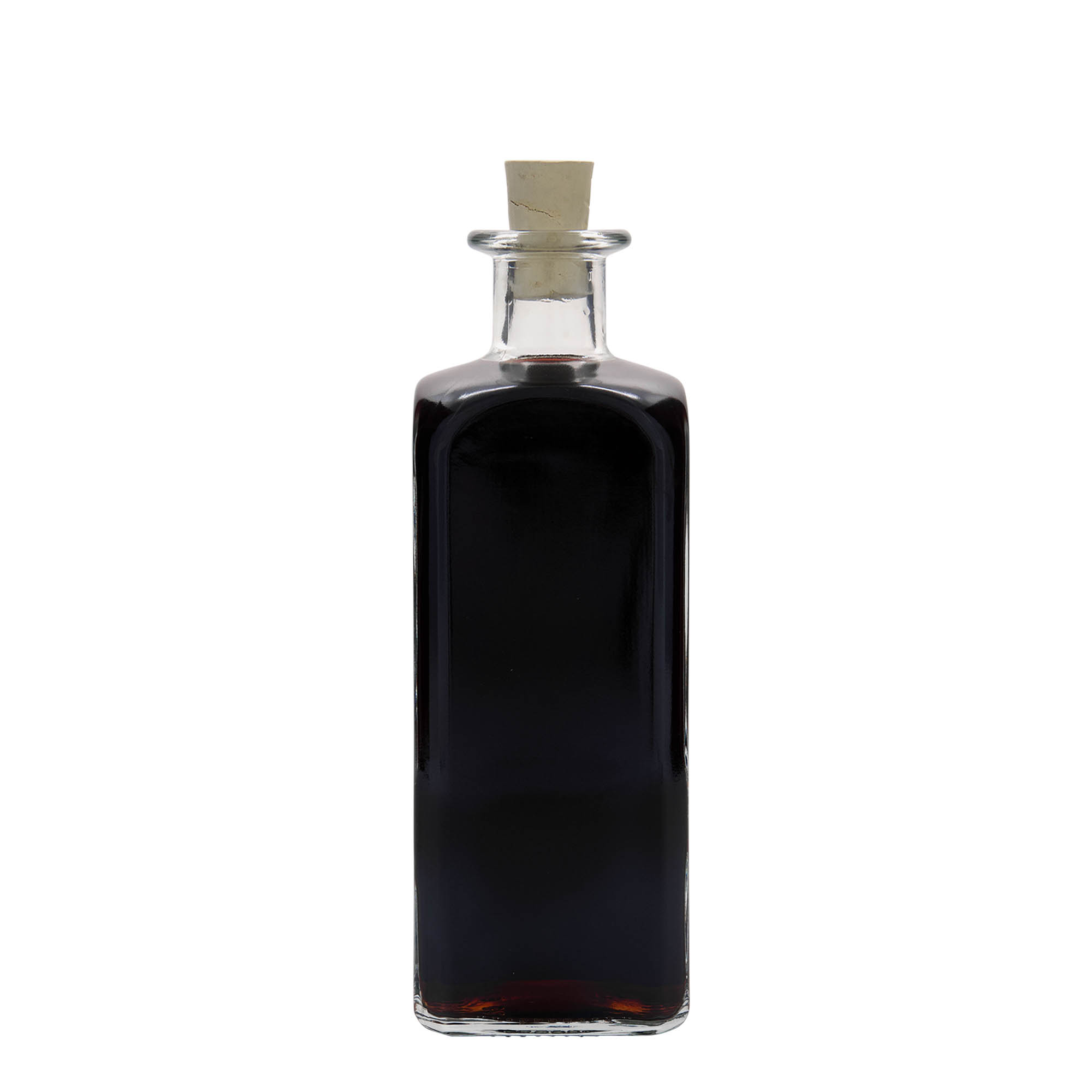 500 ml glazen fles Apotheker Carré, vierkant, opening: kurk