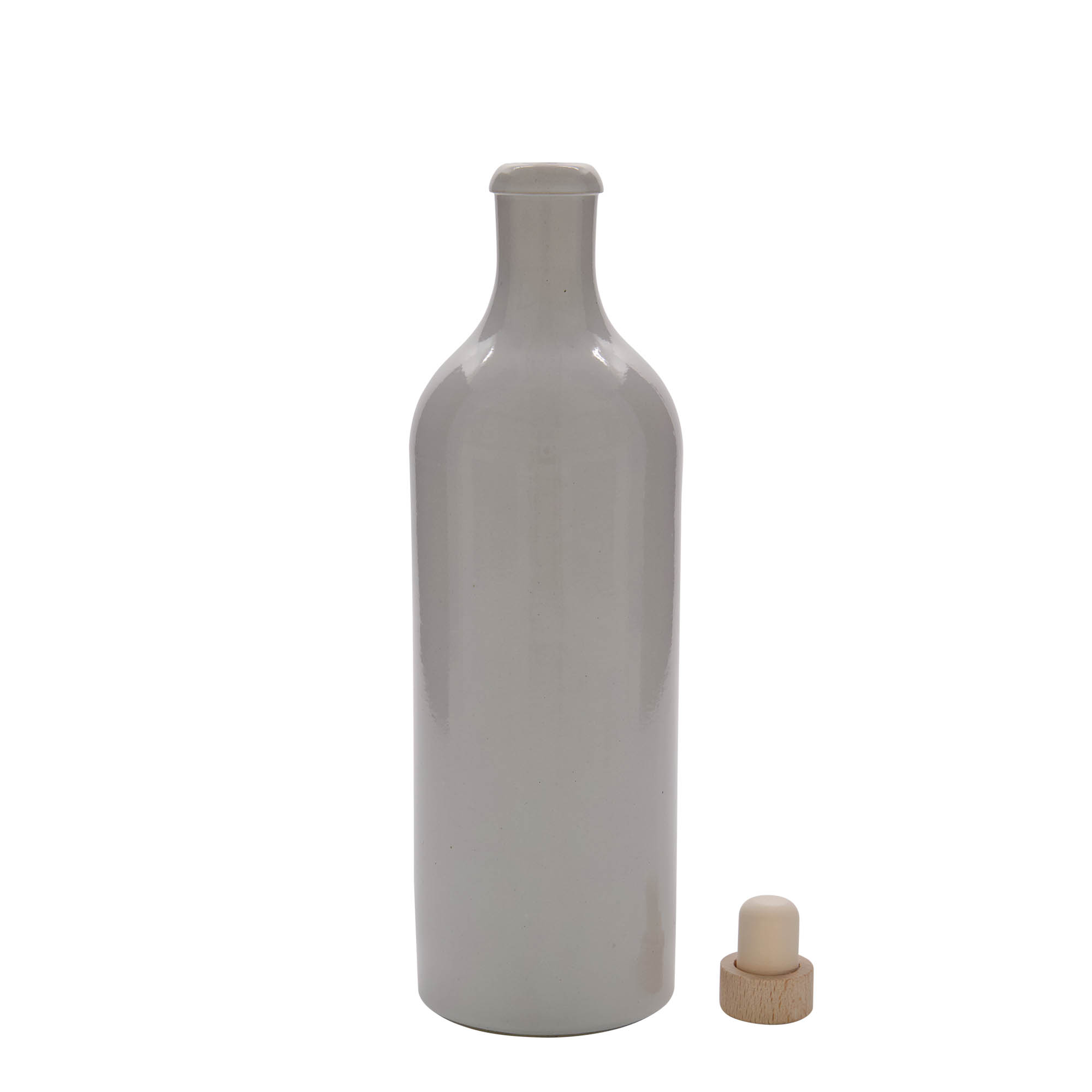 750 ml Tonkruik, steengoed, wit, monding: kurk