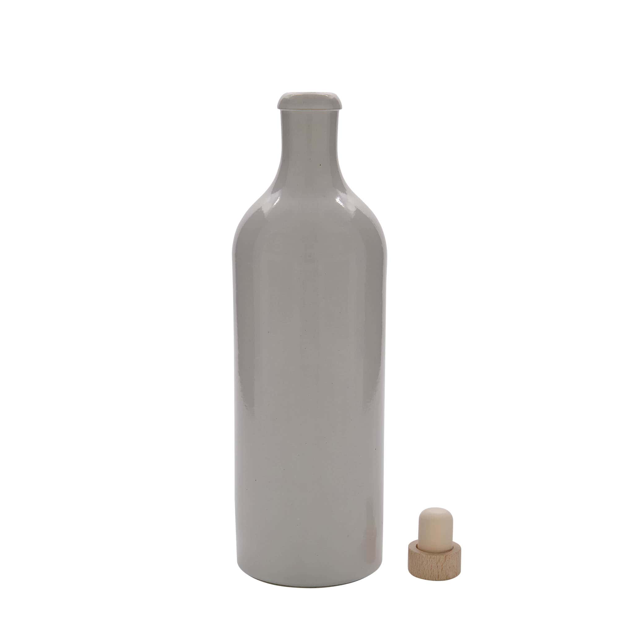 750 ml Tonkruik, steengoed, wit, monding: kurk