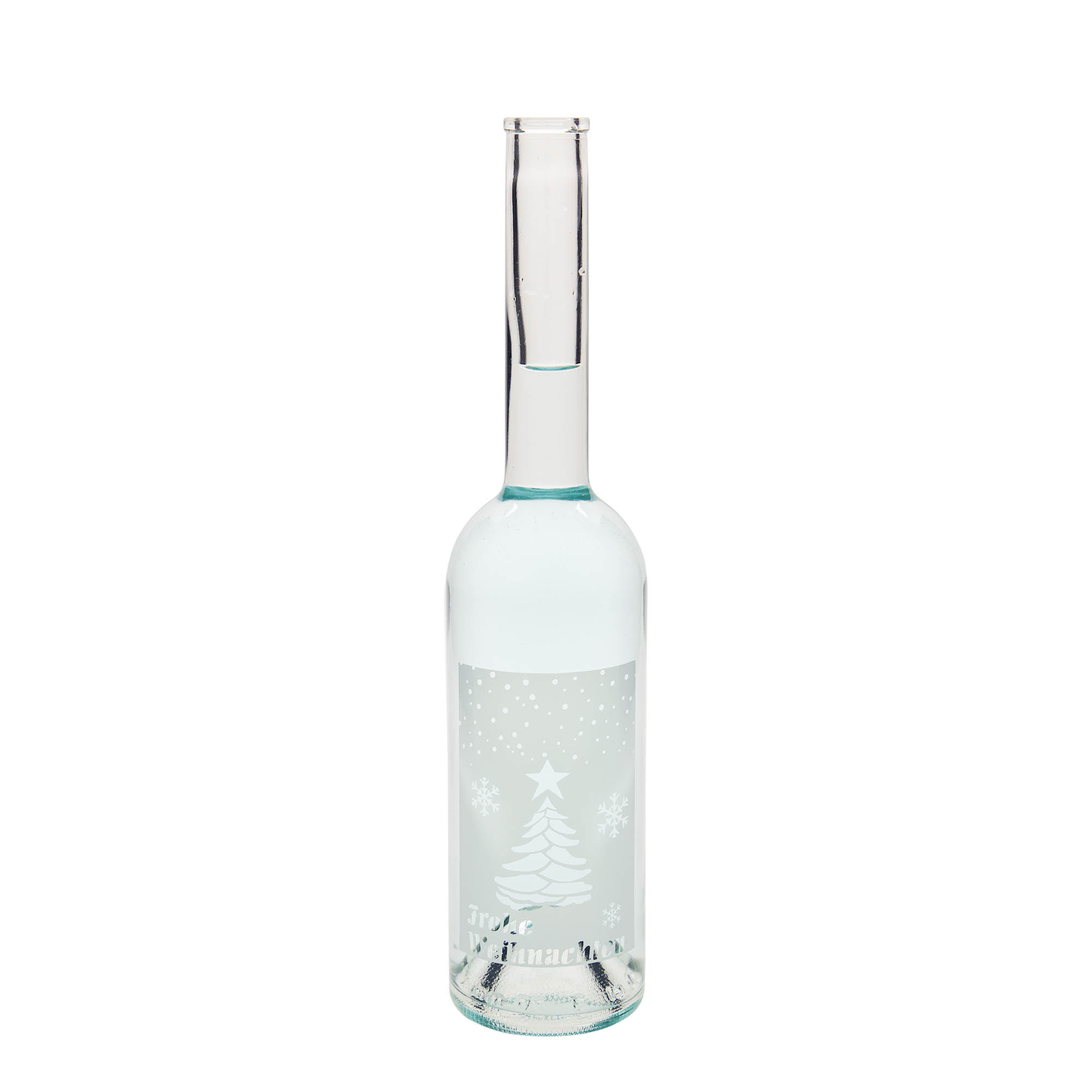500 ml glazen fles 'Opera', motief: Witte Kerst, hals: kurk