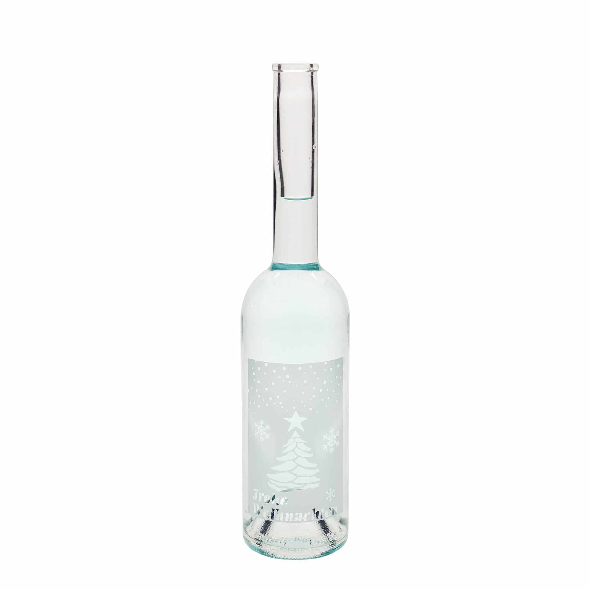 500 ml glazen fles 'Opera', motief: Witte Kerst, hals: kurk
