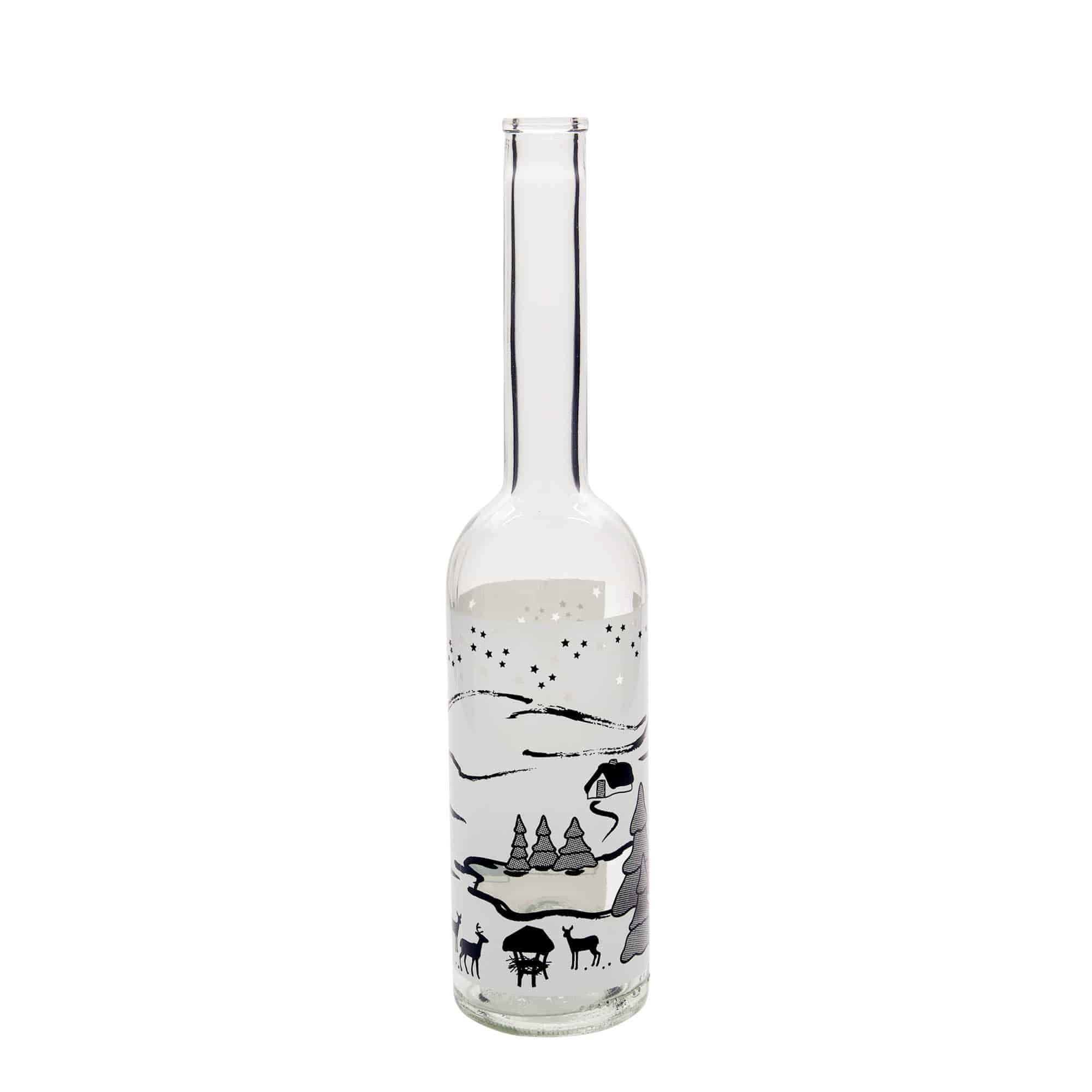 500 ml glazen fles 'Opera', motief: Wintertraum-Bianco, hals: kurk