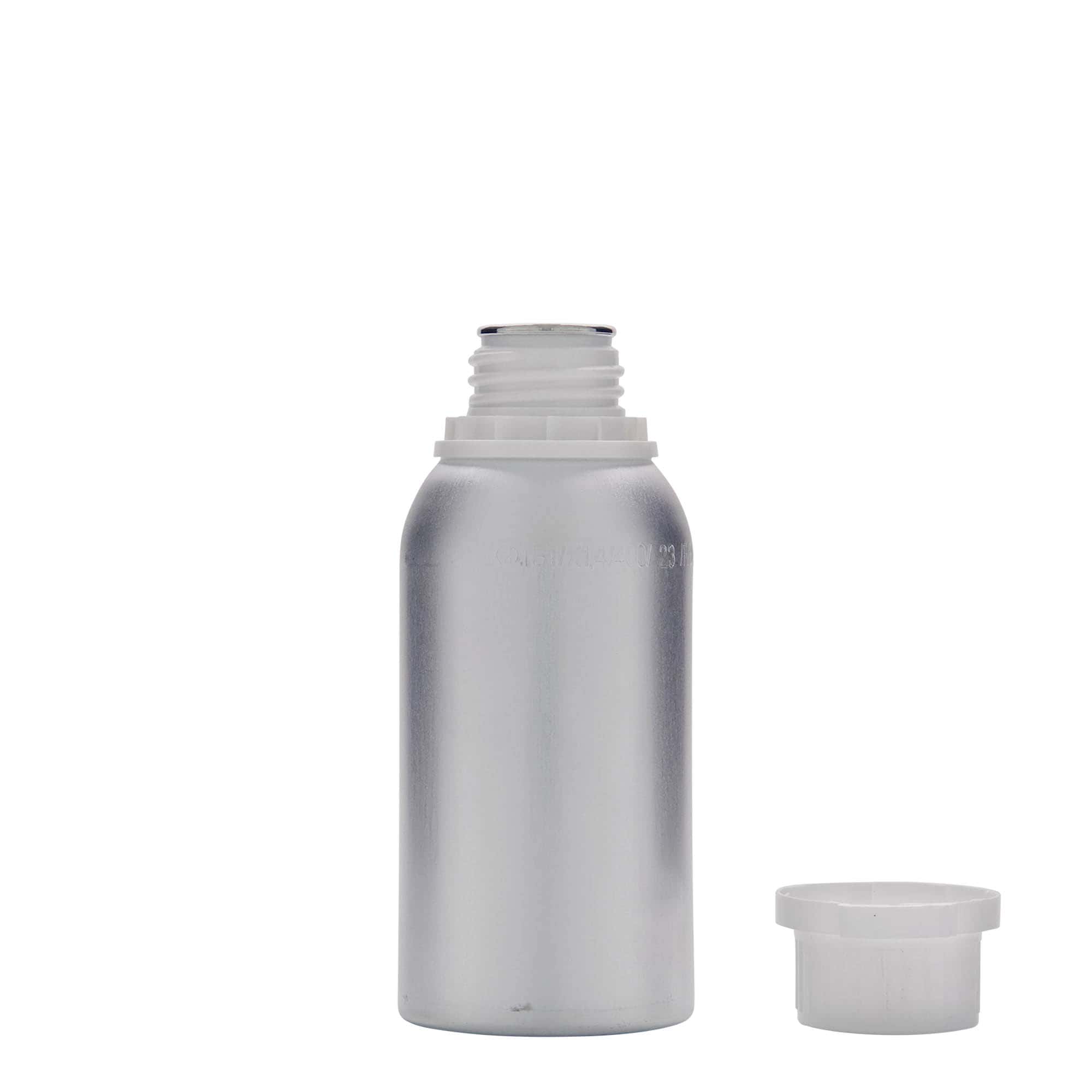 275 ml aluminiumfles, metaal, zilver, mondstuk: DIN 32