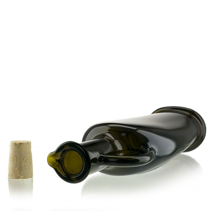 500 ml glazen fles 'Eleganta', ovaal, antiekgroen, opening: kurk