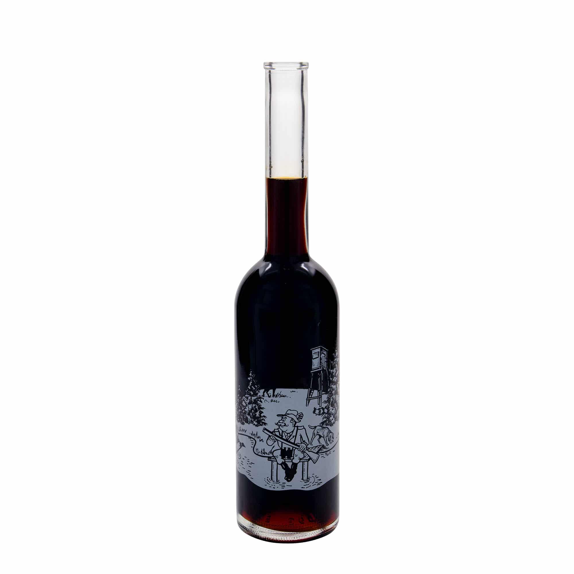 500 ml glazen fles 'Opera', motief: jager, opening: kurk
