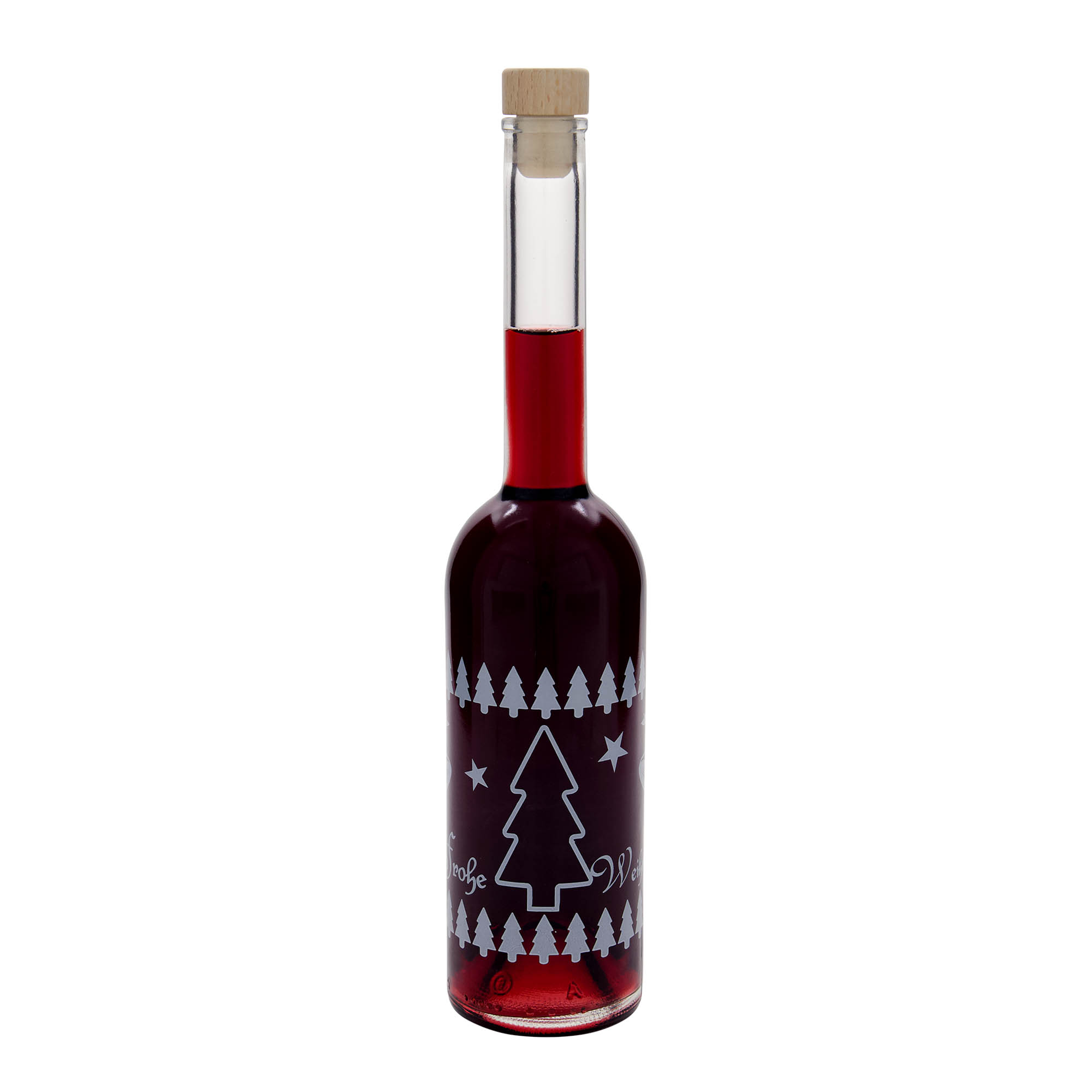 500 ml glazen fles 'Opera', motief: klassieke kerst, hals: kurk
