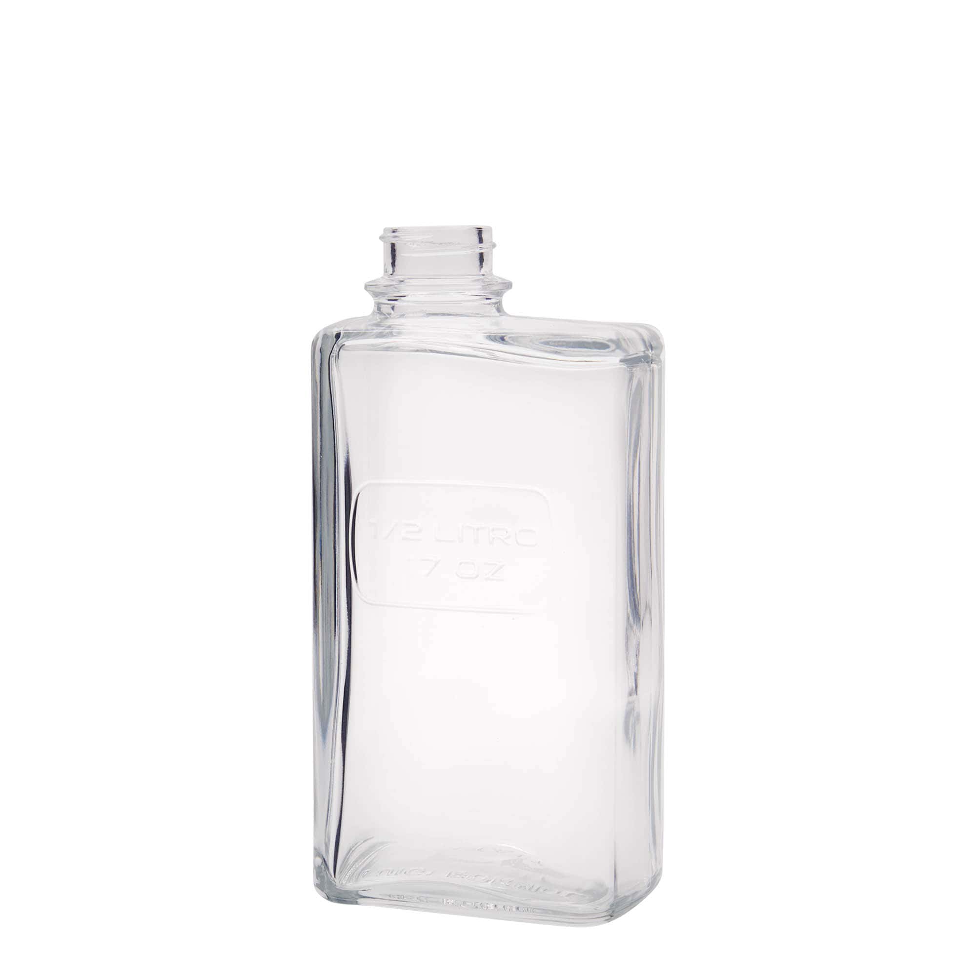 Glazen fles 'Optima Lattina', 500 ml, rechthoekig, monding: schroefsluiting