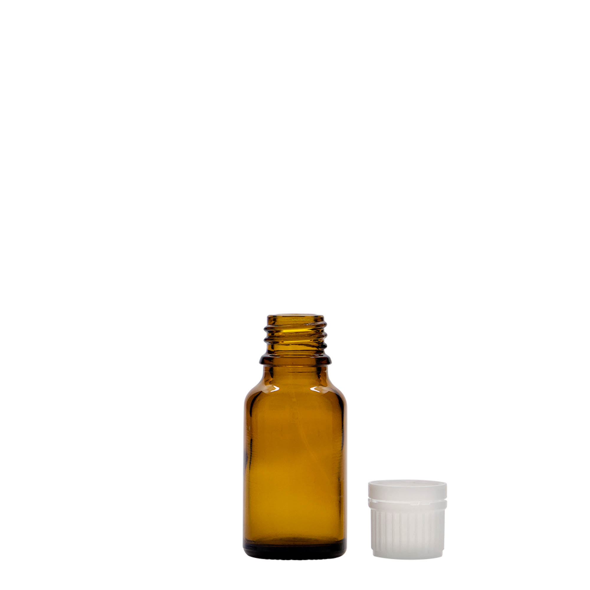 15 ml medicijnflesje, glas, bruin, opening: DIN 18