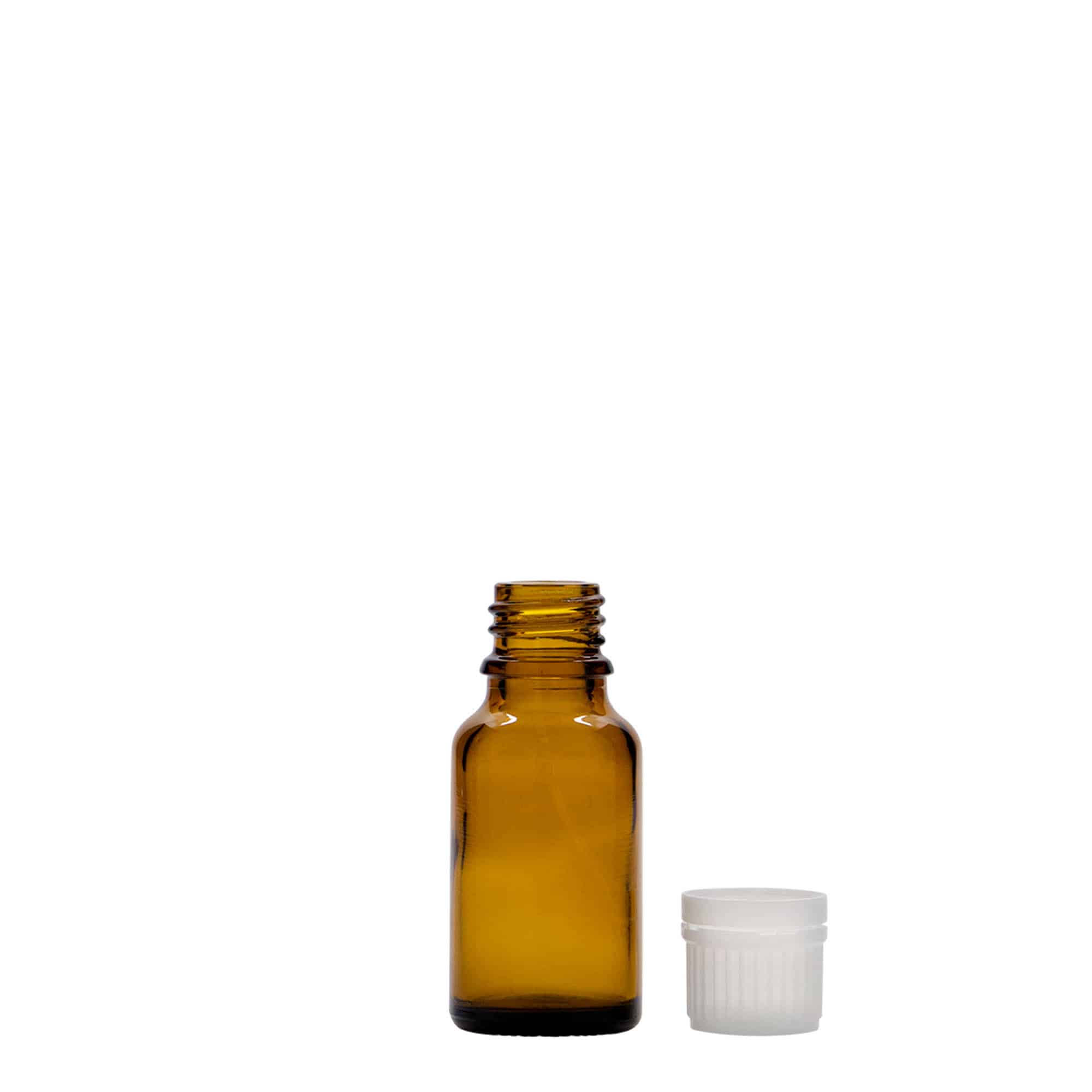 15 ml medicijnflesje, glas, bruin, opening: DIN 18