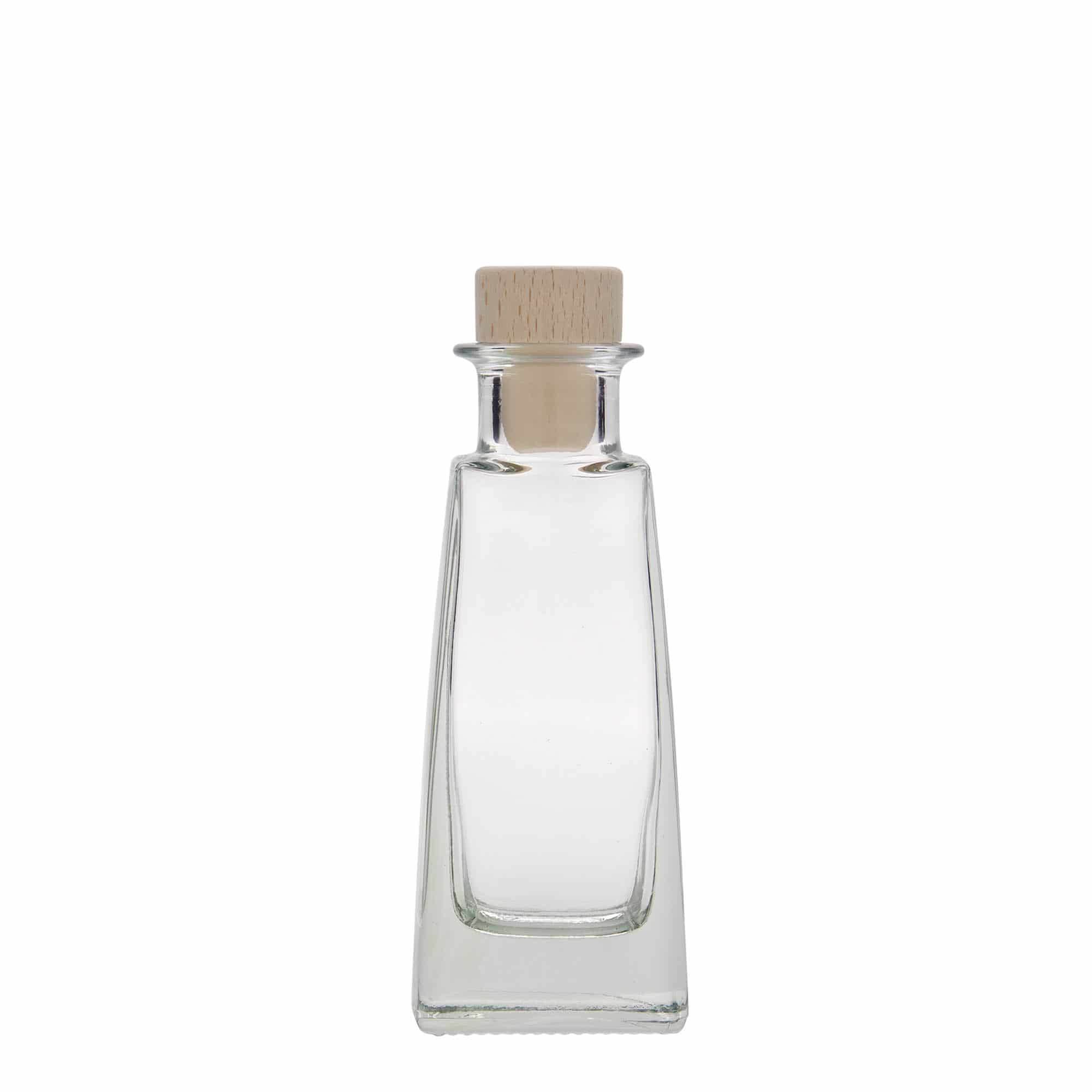100 ml glazen fles 'Timmy', rechthoekig, opening: kurk