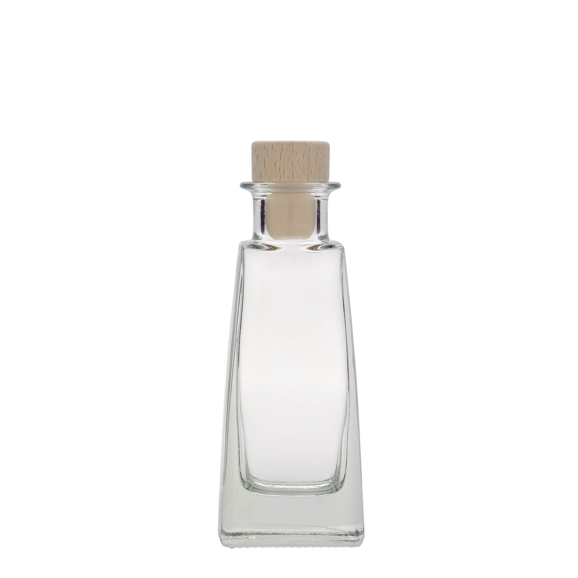 100 ml glazen fles 'Timmy', rechthoekig, opening: kurk 100 ml glazen fles 'Timmy', rechthoekig, opening: kurk