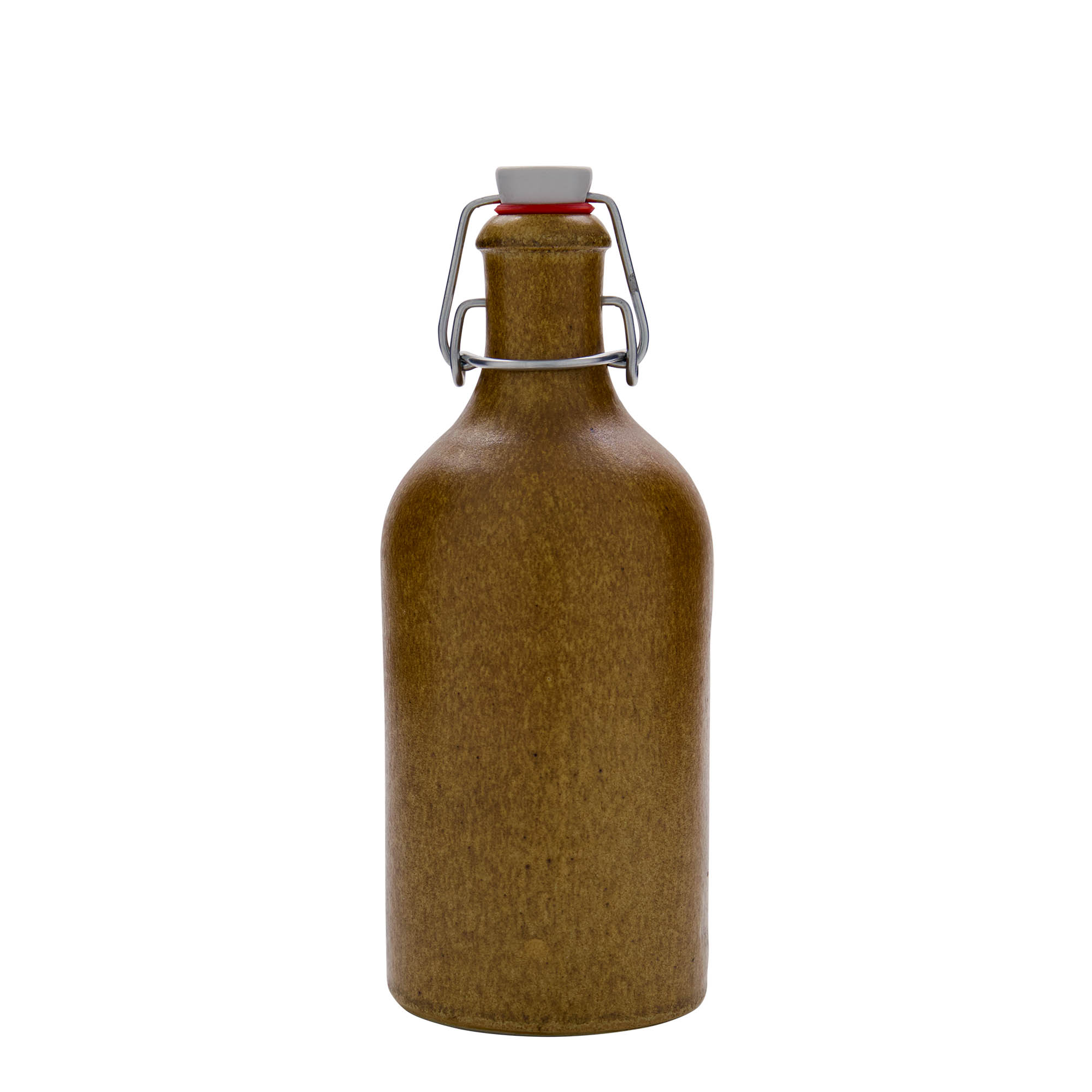 500 ml tonvormige kruik, steengoed, bruin-kristal, monding: beugelsluiting 500 ml tonvormige kruik, steengoed, bruin-kristal, monding: beugelsluiting
