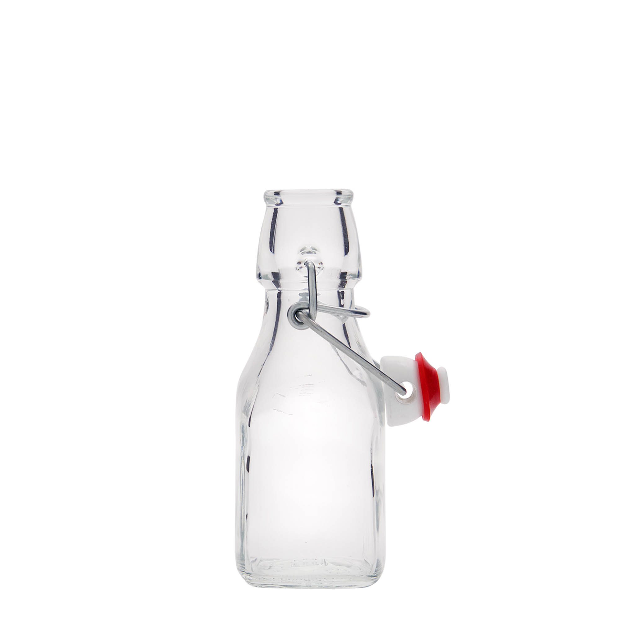 125 ml glazen fles 'Swing', vierkant, opening: beugelsluiting 125 ml glazen fles 'Swing', vierkant, opening: beugelsluiting