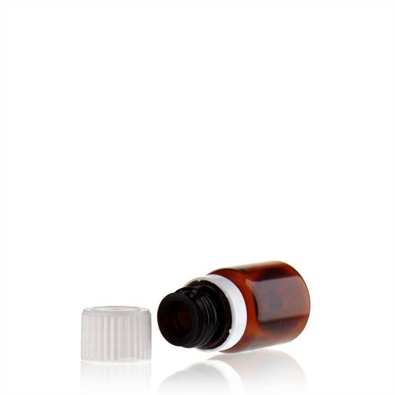 10 ml PET-medicijnflesje 'Easy Living', bruin, kunststof, opening: DIN 18