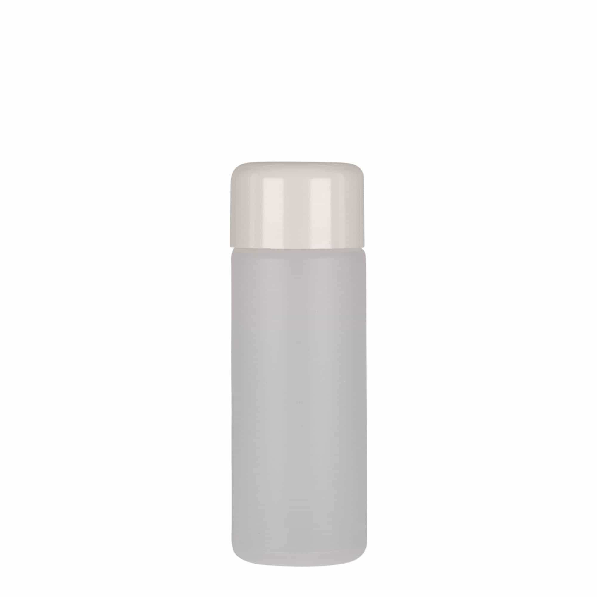 100 ml ronde fles, PE-kunststof, naturel, opening: schroefdop