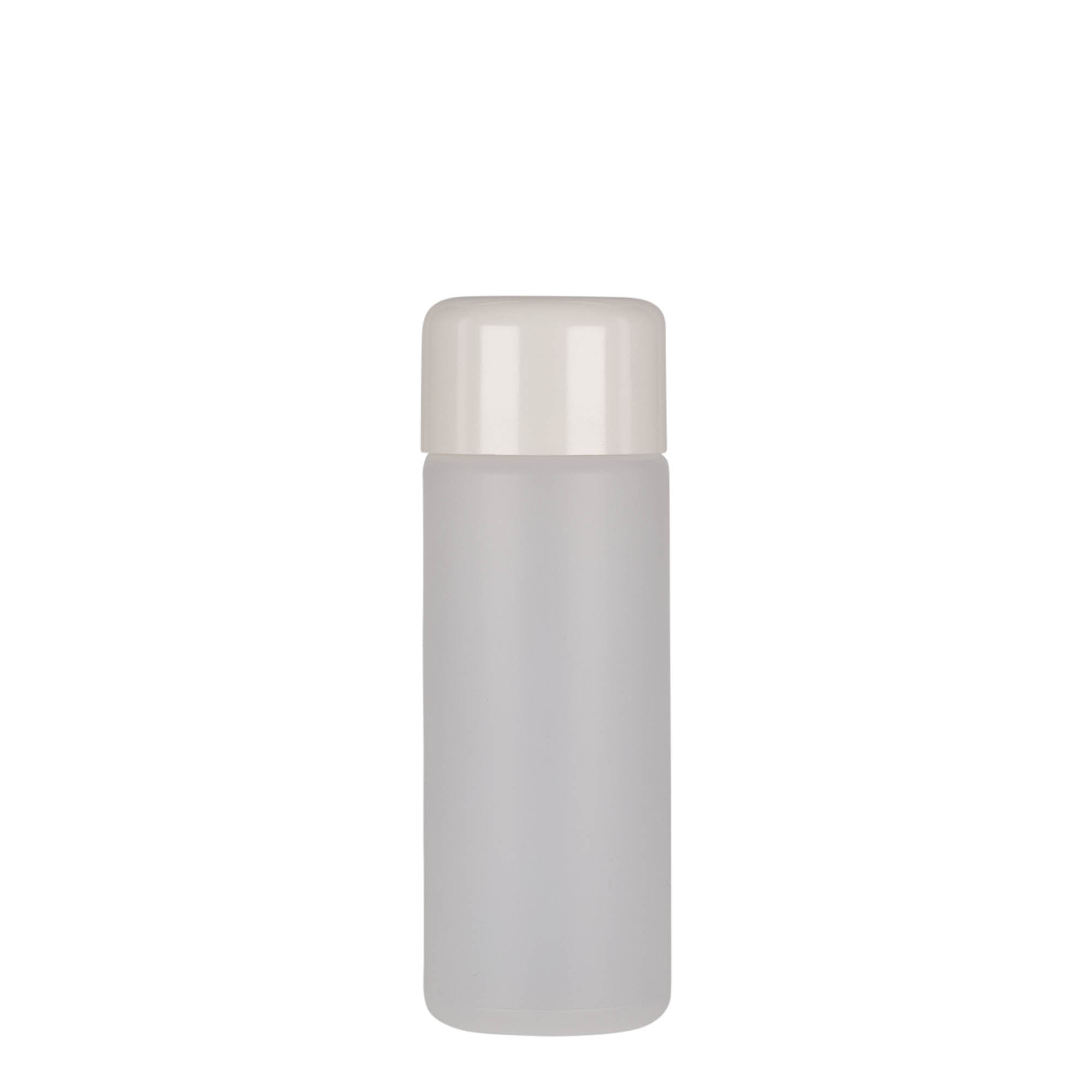 100 ml ronde fles, PE-kunststof, naturel, opening: schroefdop 100 ml ronde fles, PE-kunststof, naturel, opening: schroefdop