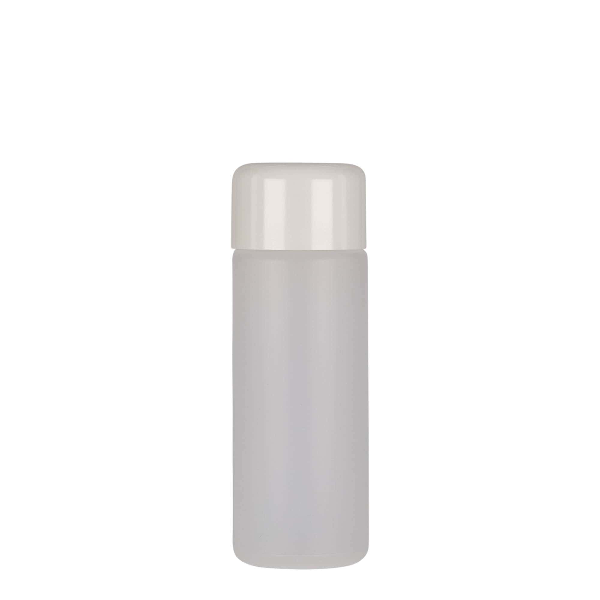 100 ml ronde fles, PE-kunststof, naturel, opening: schroefdop