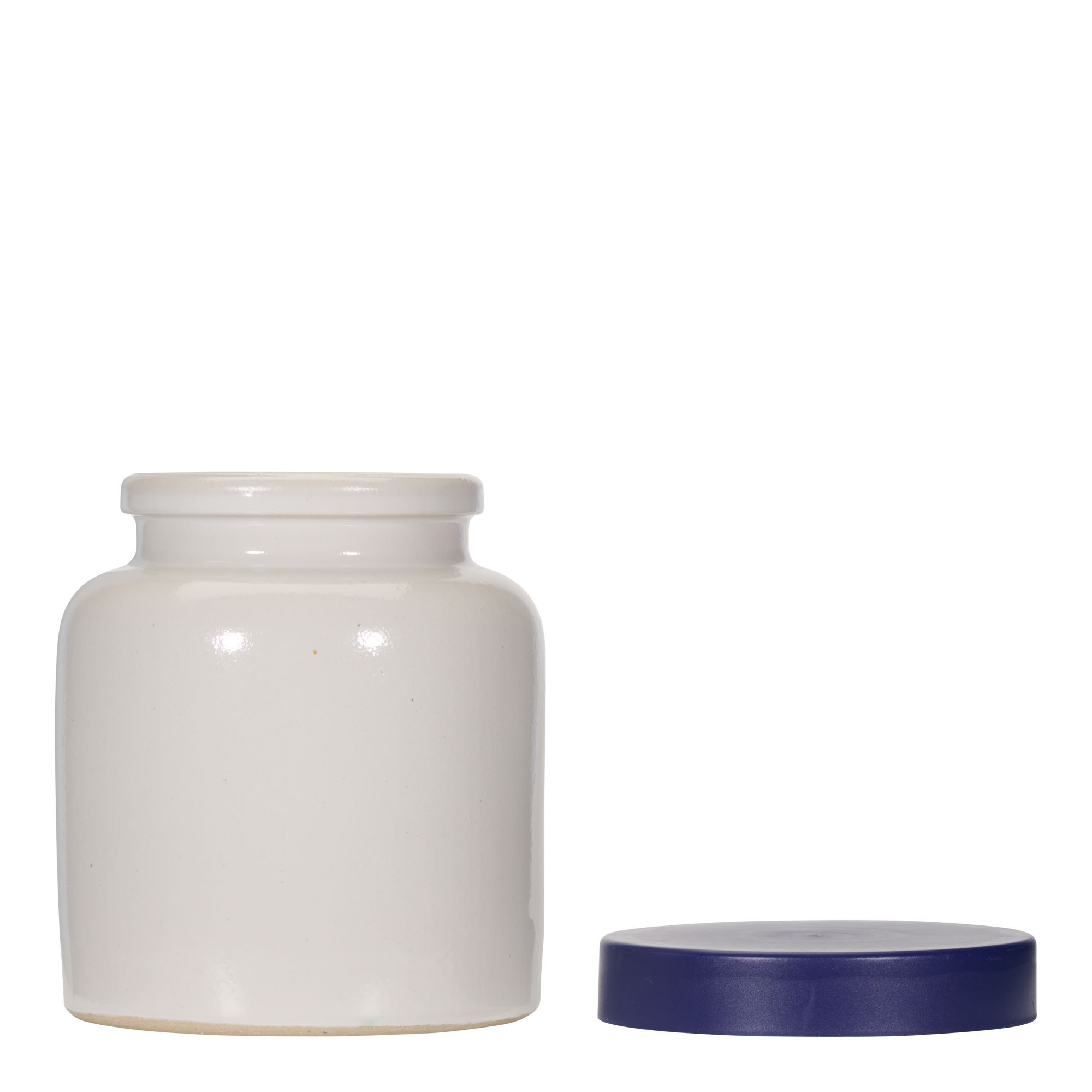 270 ml steengoedpot, keramiek, wit, opening: opzetdeksel