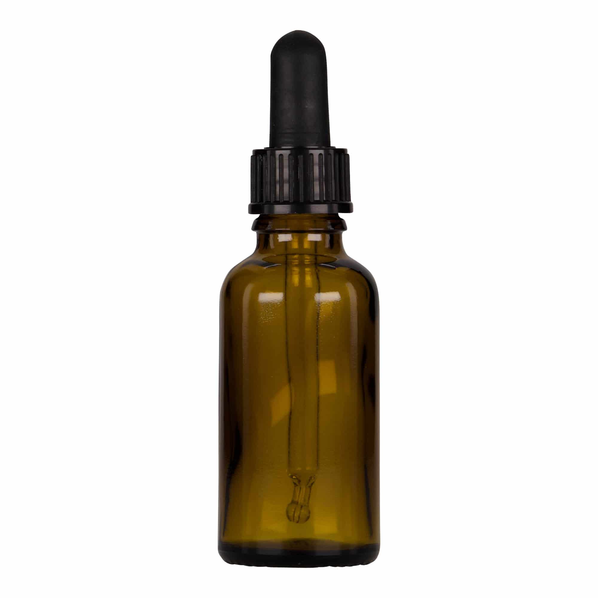 30 ml pipetflesje medicijn, glas, bruin-zwart, opening: DIN 18