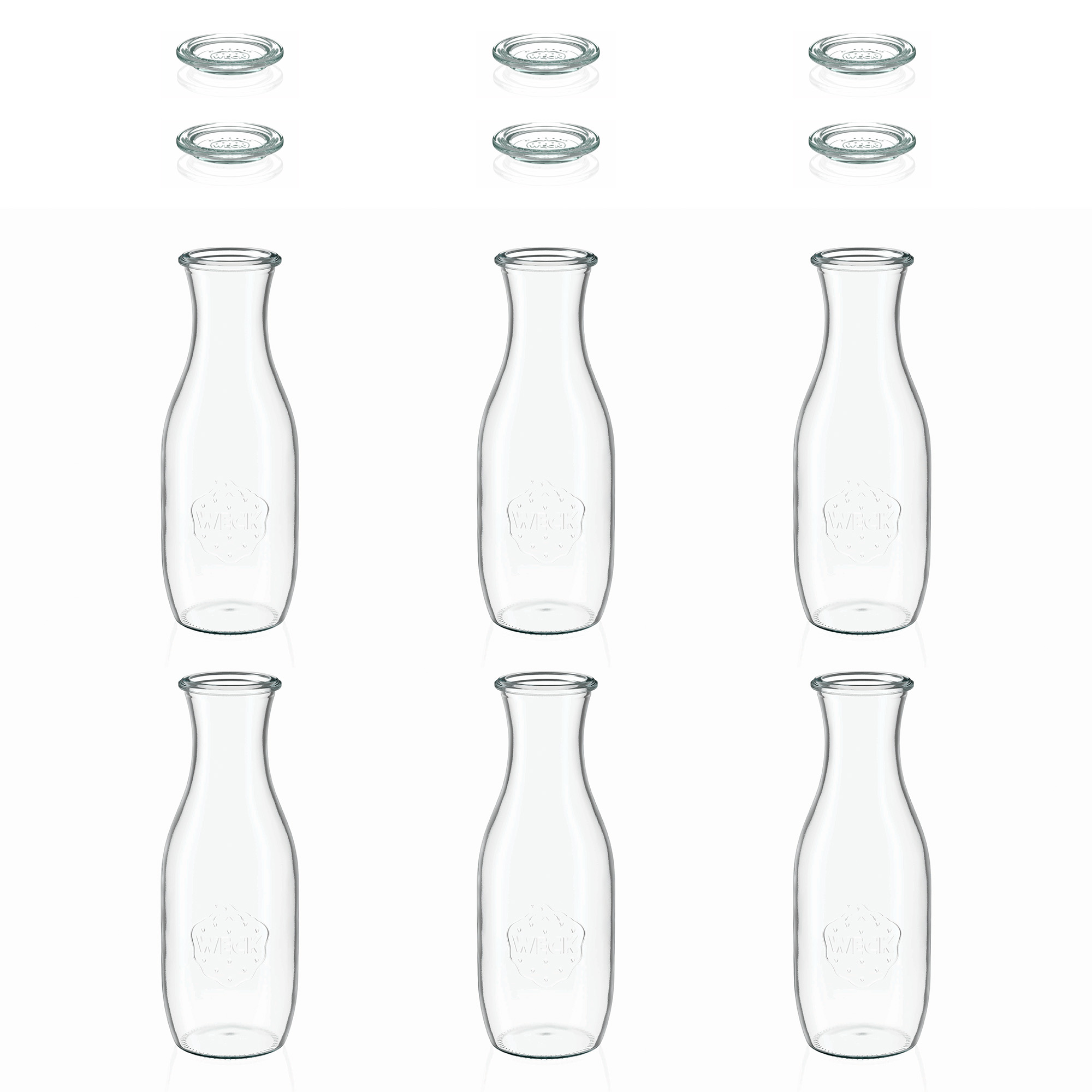 6x 1000 ml WECK-sapfles met glazen deksel RR 60