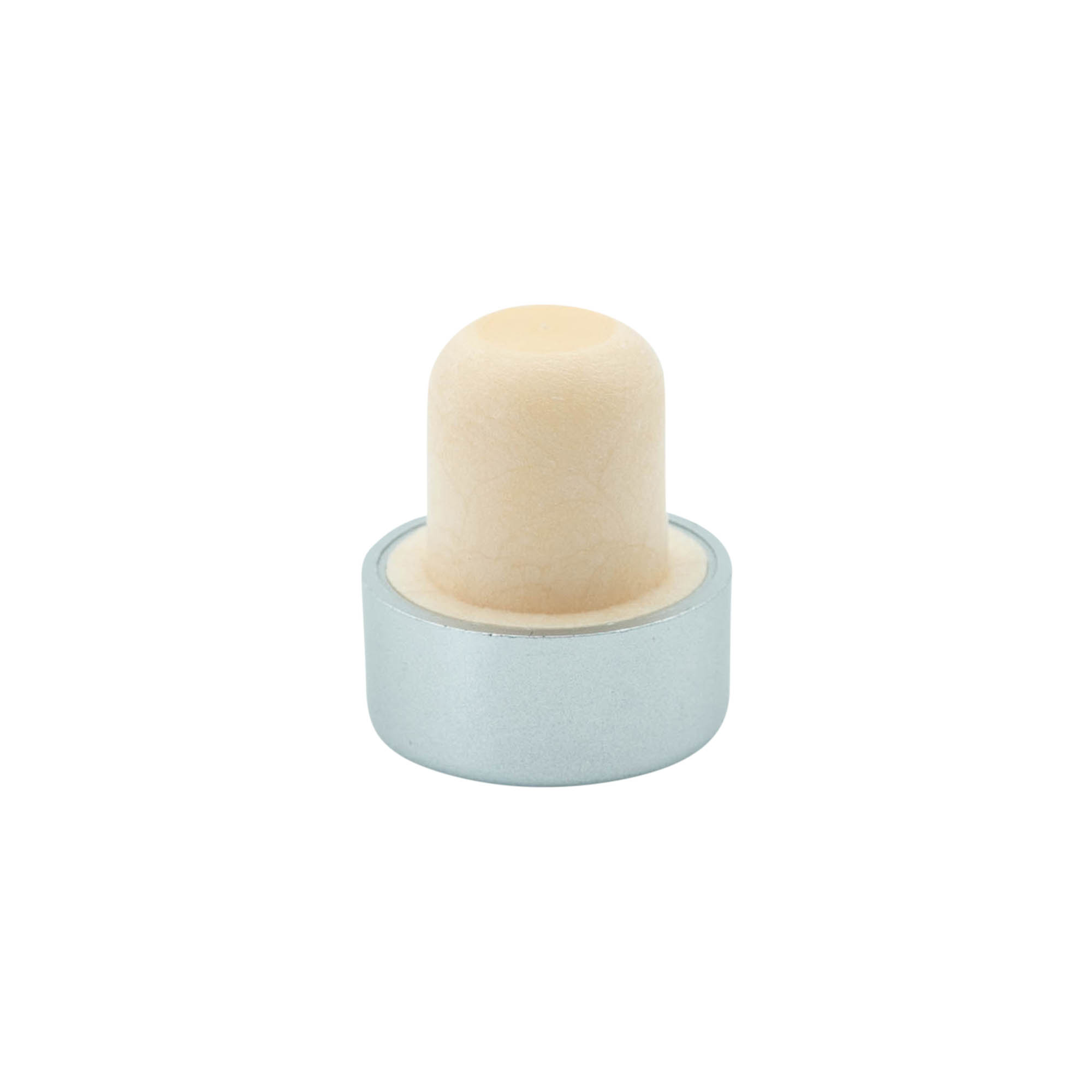 Handgreepkurk 19 mm, kunststof, zilver, voor monding: kurk