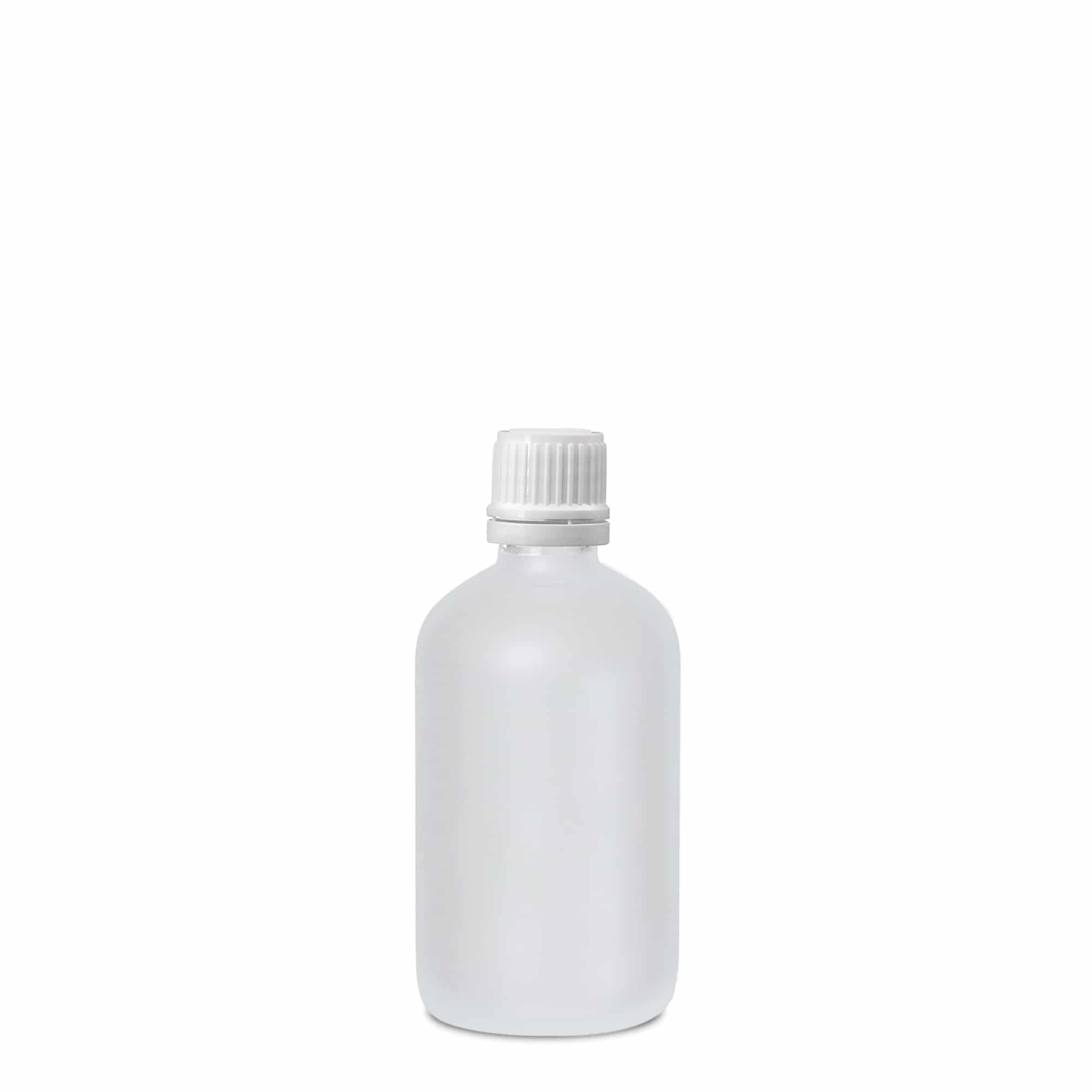 100 ml medicijnflesje, glas, mat, opening: DIN 18