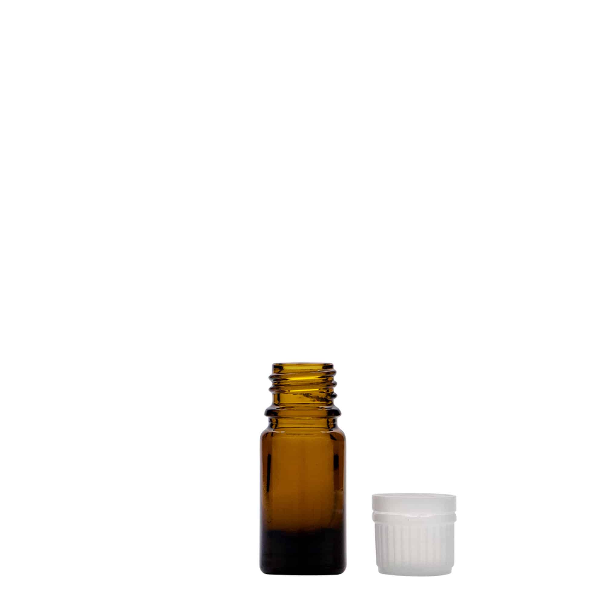 5 ml medicijnflesje, glas, bruin, opening: DIN 18