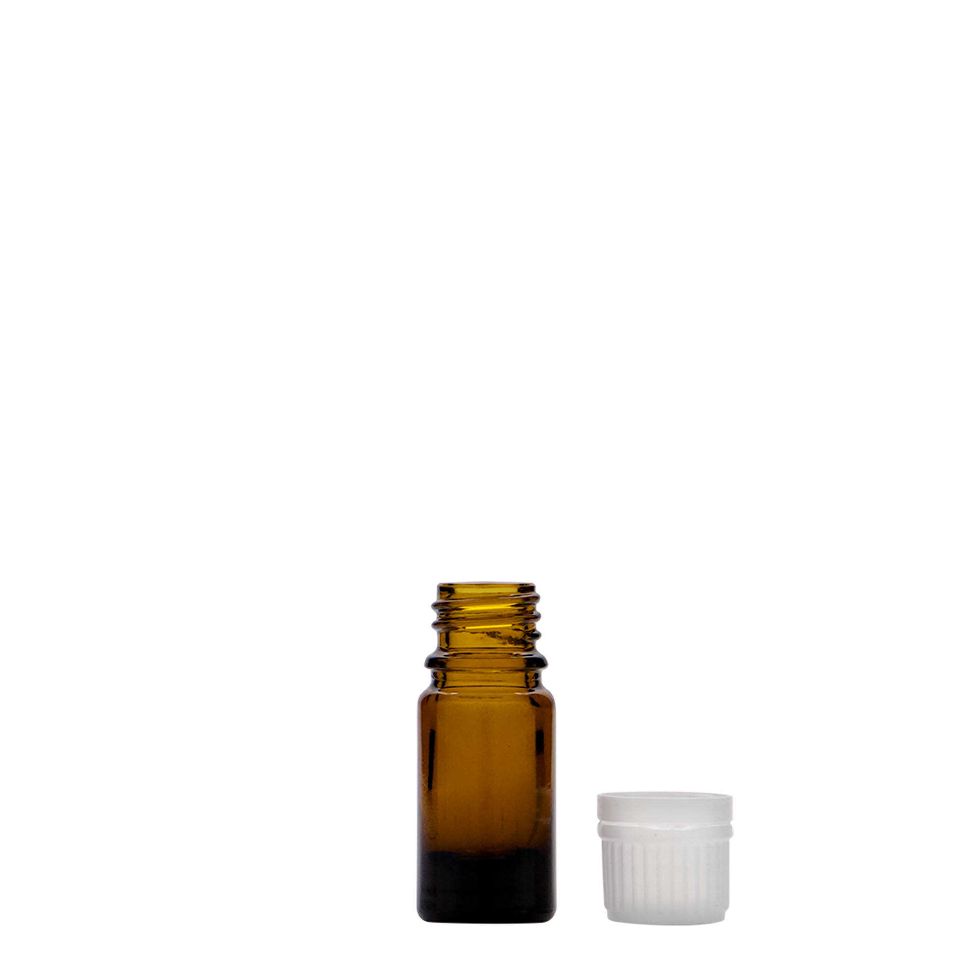5 ml medicijnflesje, glas, bruin, opening: DIN 18