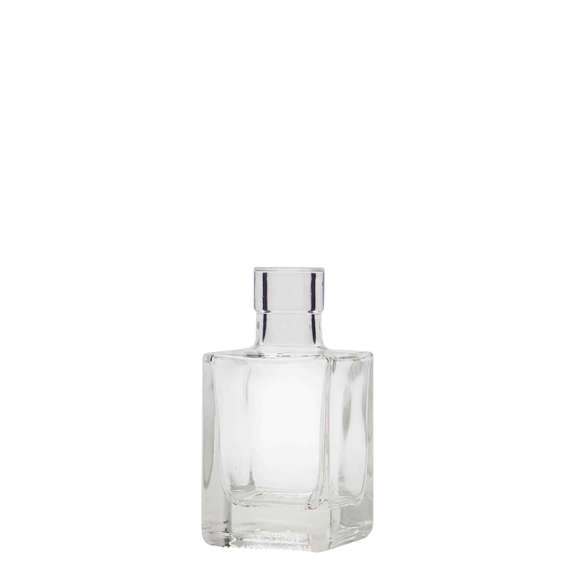 Glazen fles 'Cube', 50 ml, vierkant, monding: kurk