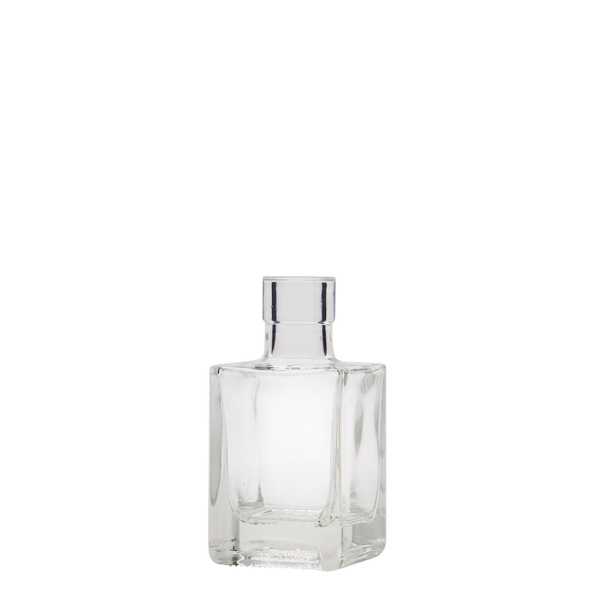 Glazen fles 'Cube', 50 ml, vierkant, monding: kurk
