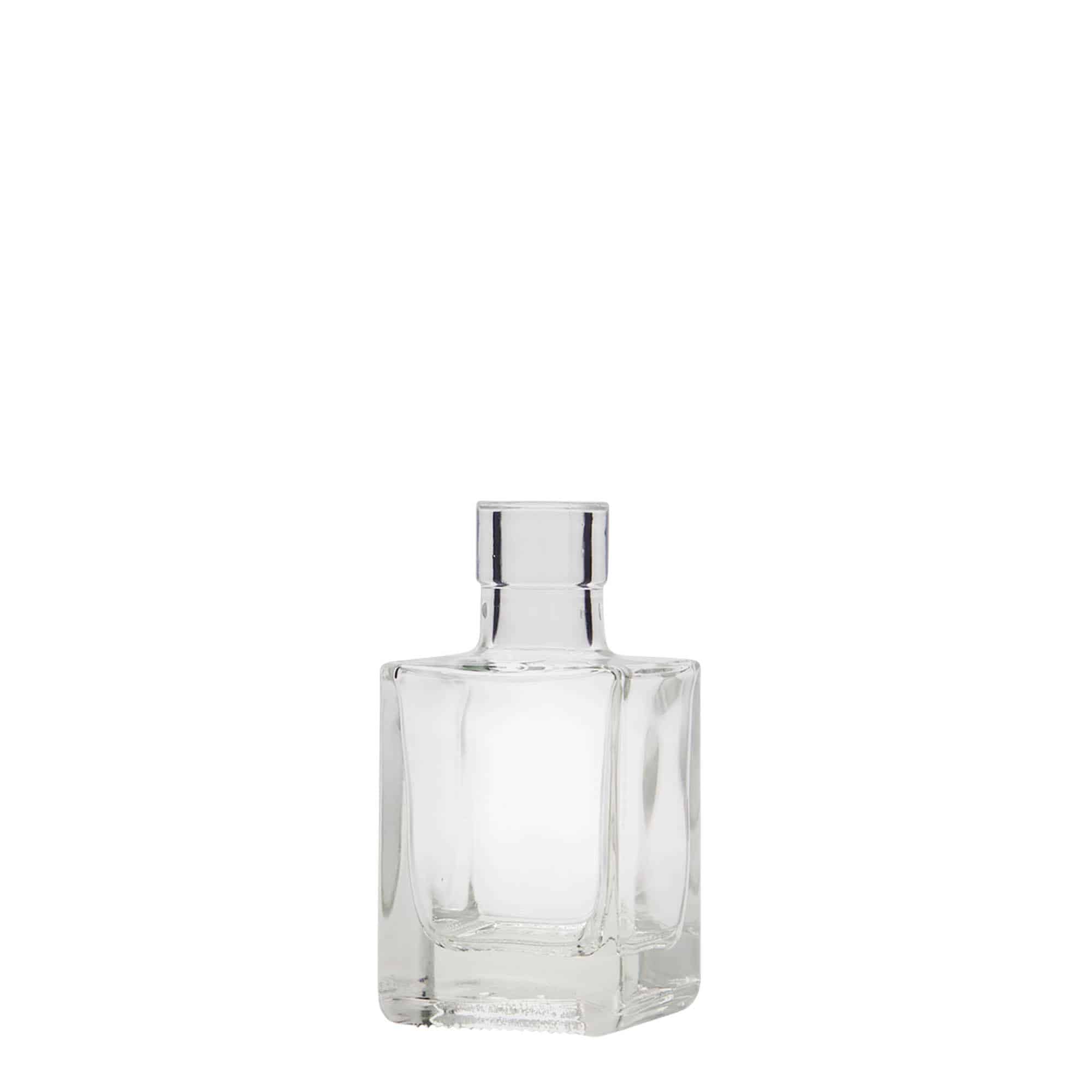 50 ml glazen fles 'Cube', vierkant, opening: kurk