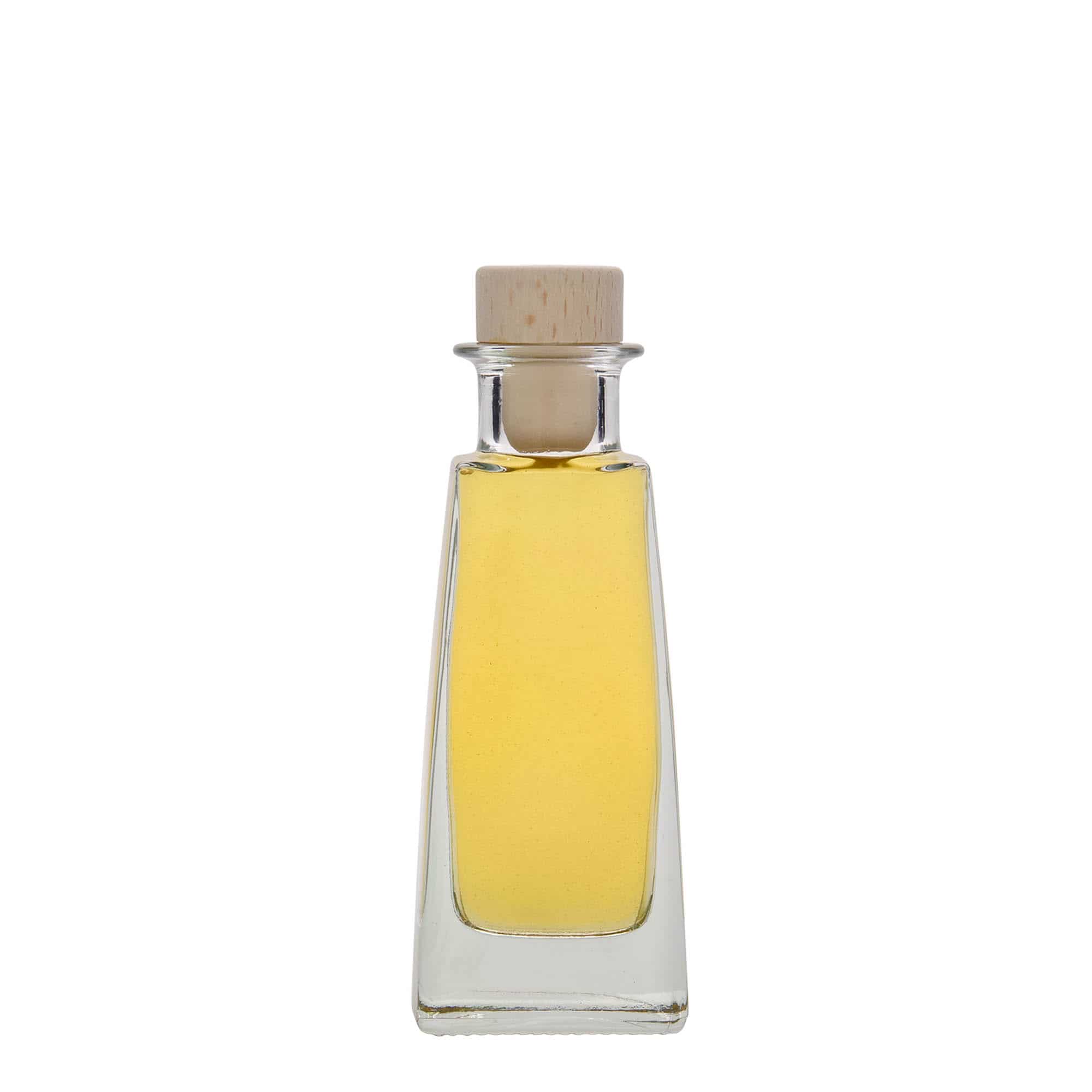 100 ml glazen fles 'Timmy', rechthoekig, opening: kurk