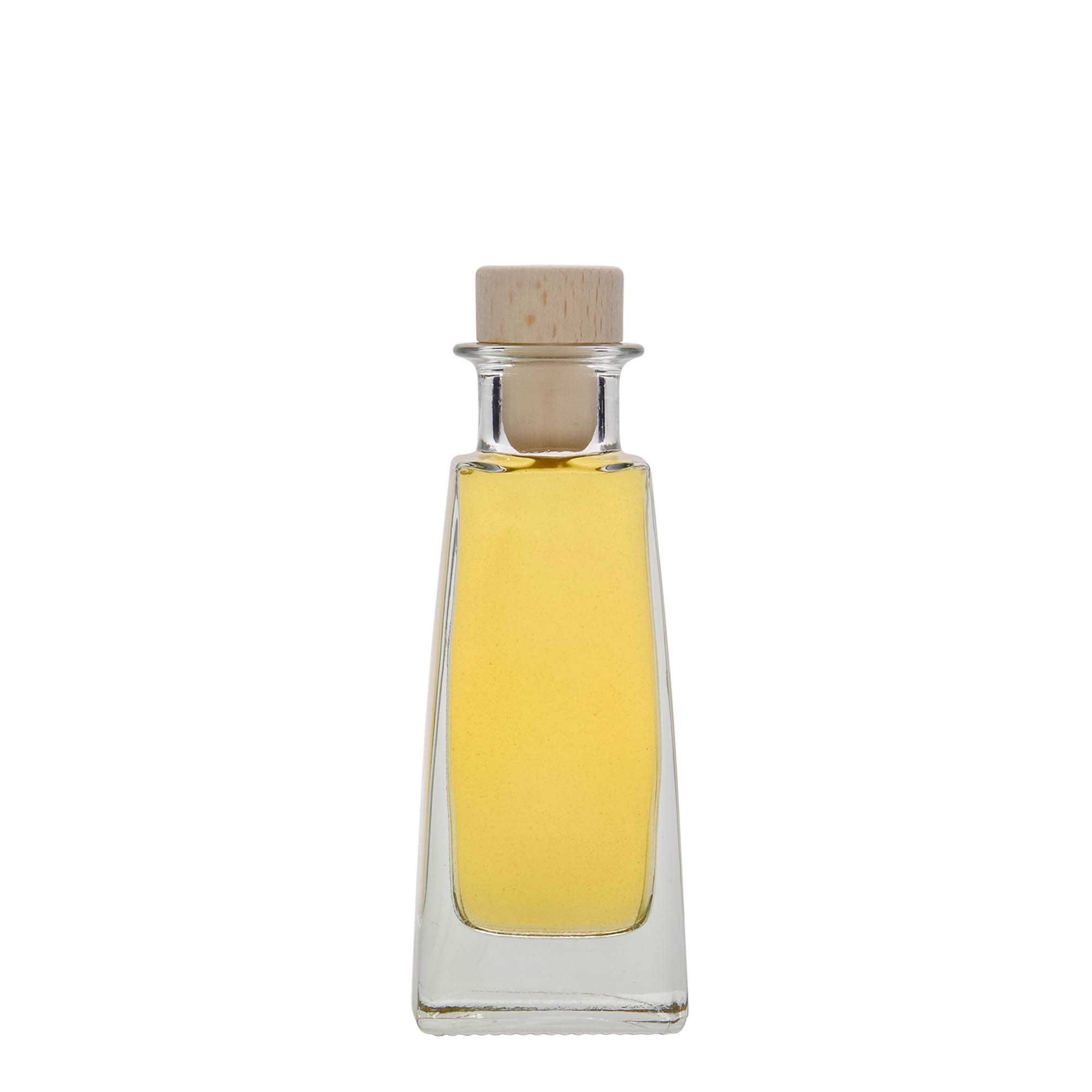 100 ml glazen fles 'Timmy', rechthoekig, opening: kurk 100 ml glazen fles 'Timmy', rechthoekig, opening: kurk