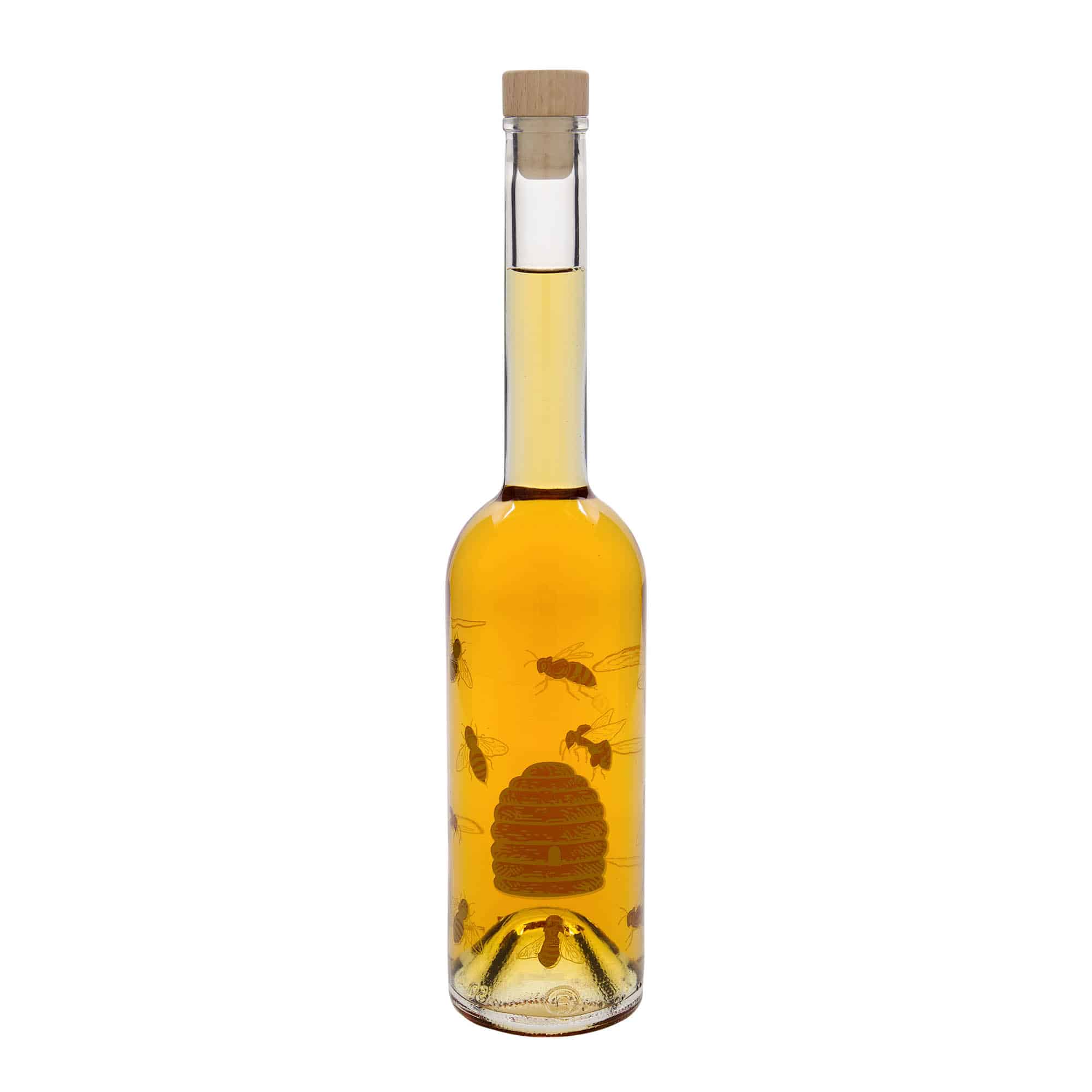 Glazen fles 'Opera', 500 ml, motief: Bijen, monding: kurk