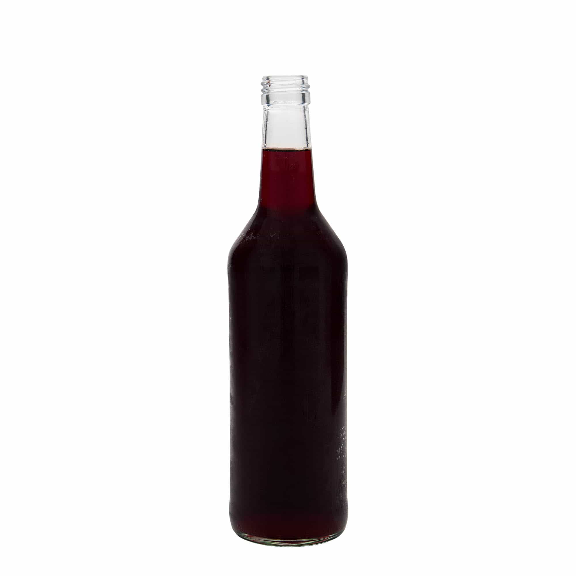 Glazen fles met rechte hals, 500 ml, monding: PP 28