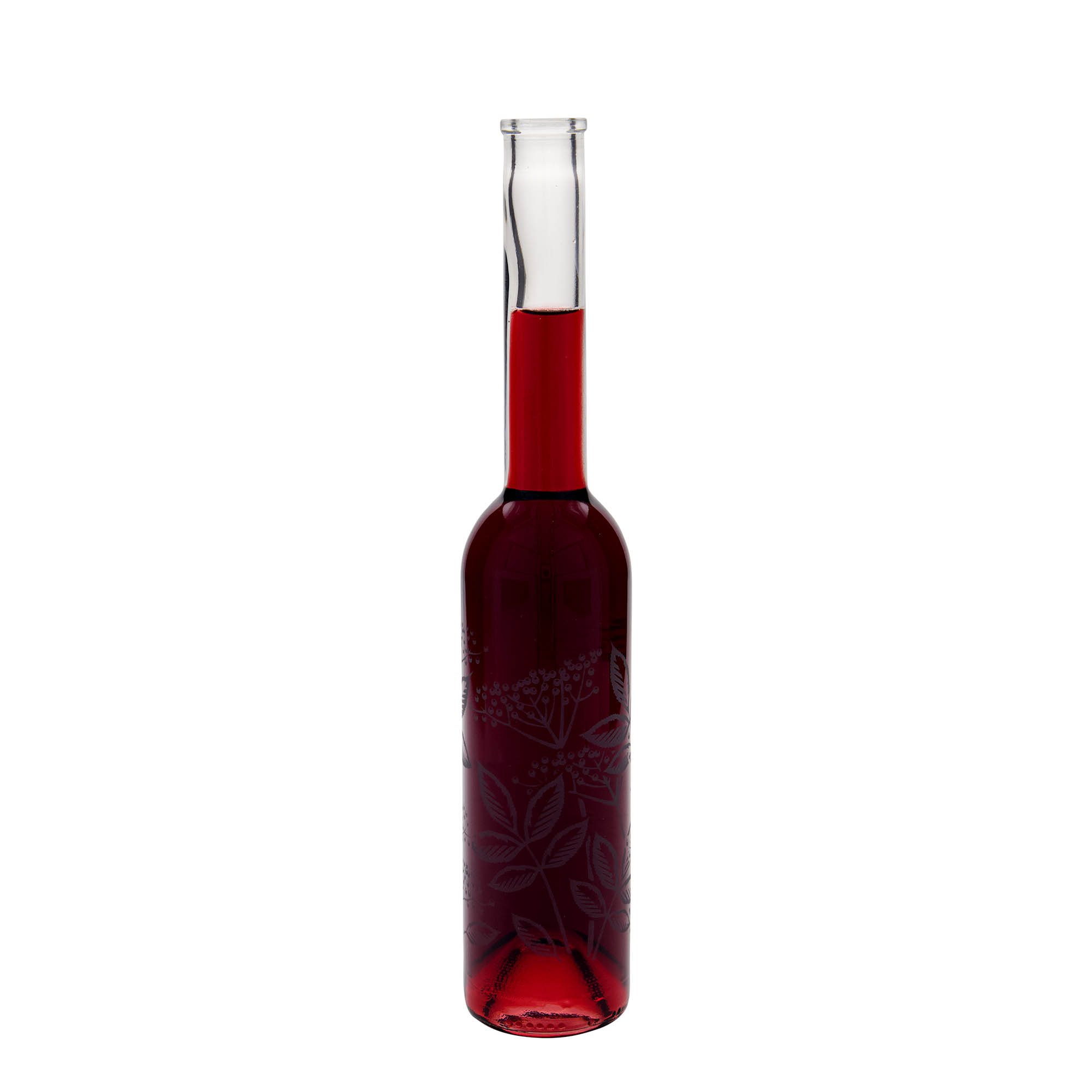 350 ml glazen fles 'Opera', motief: vlierbes, opening: kurk