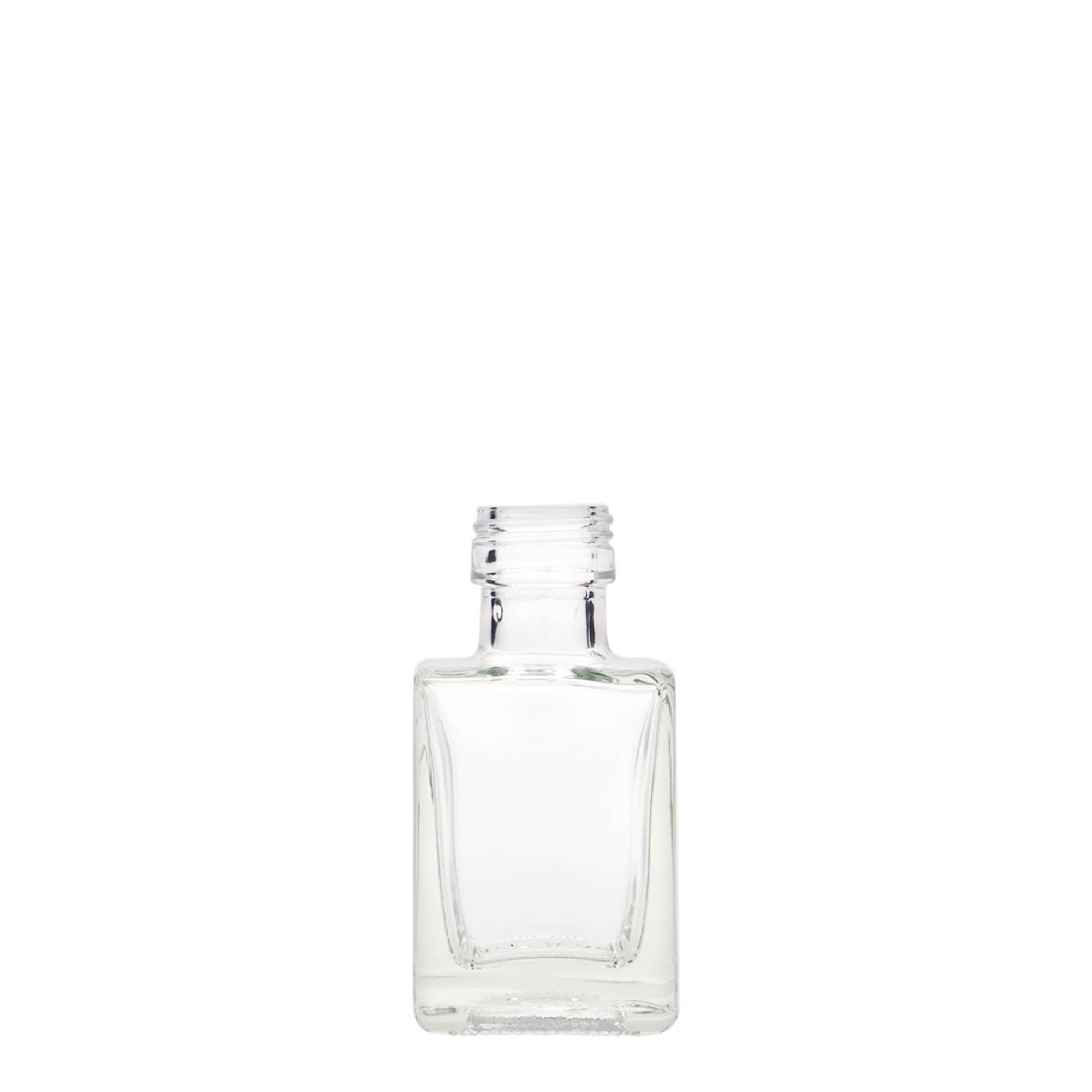 50 ml glazen fles 'Cube', vierkant, monding: PP 24 50 ml glazen fles 'Cube', vierkant, monding: PP 24