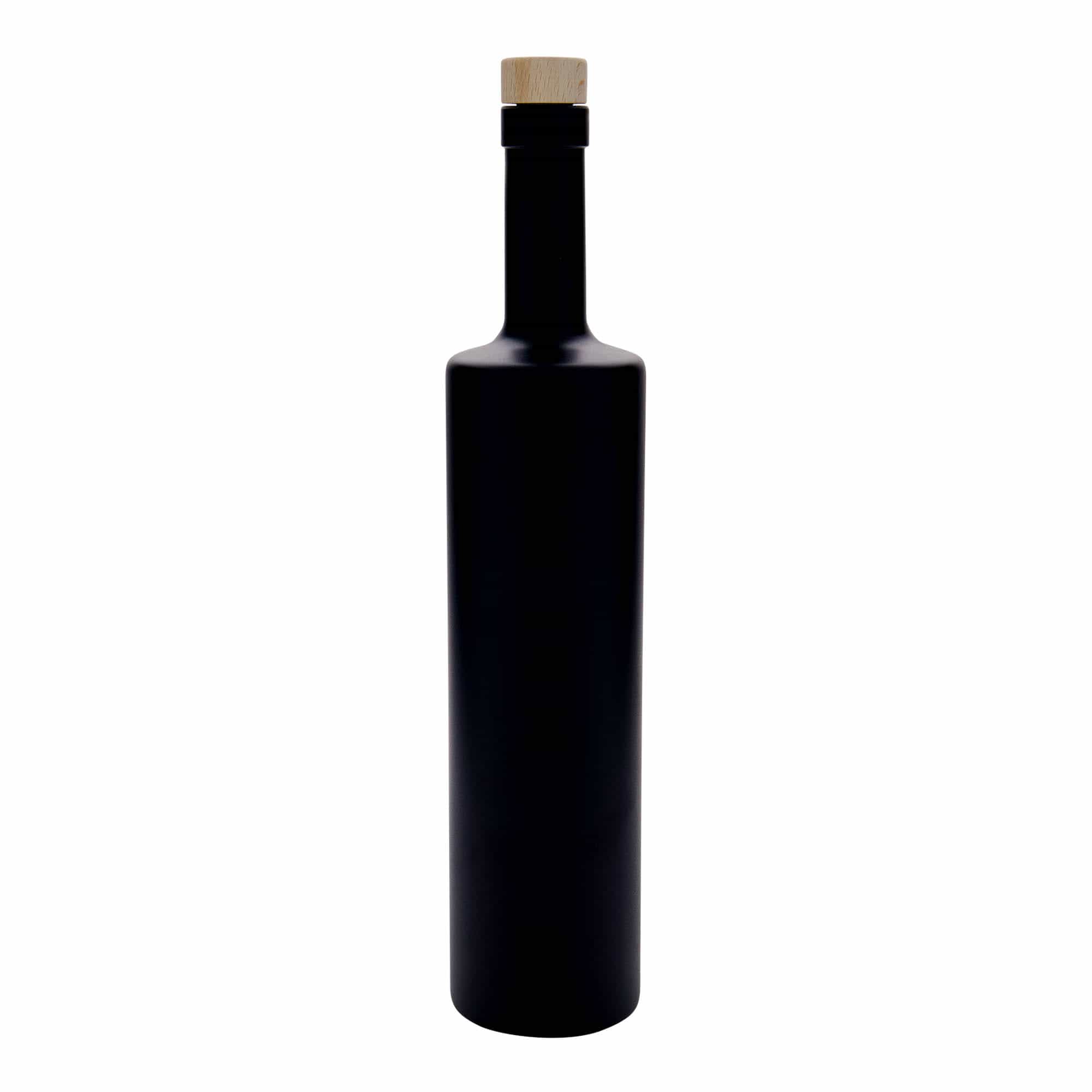 700 ml glazen fles 'Centurio', zwart, opening: kurk