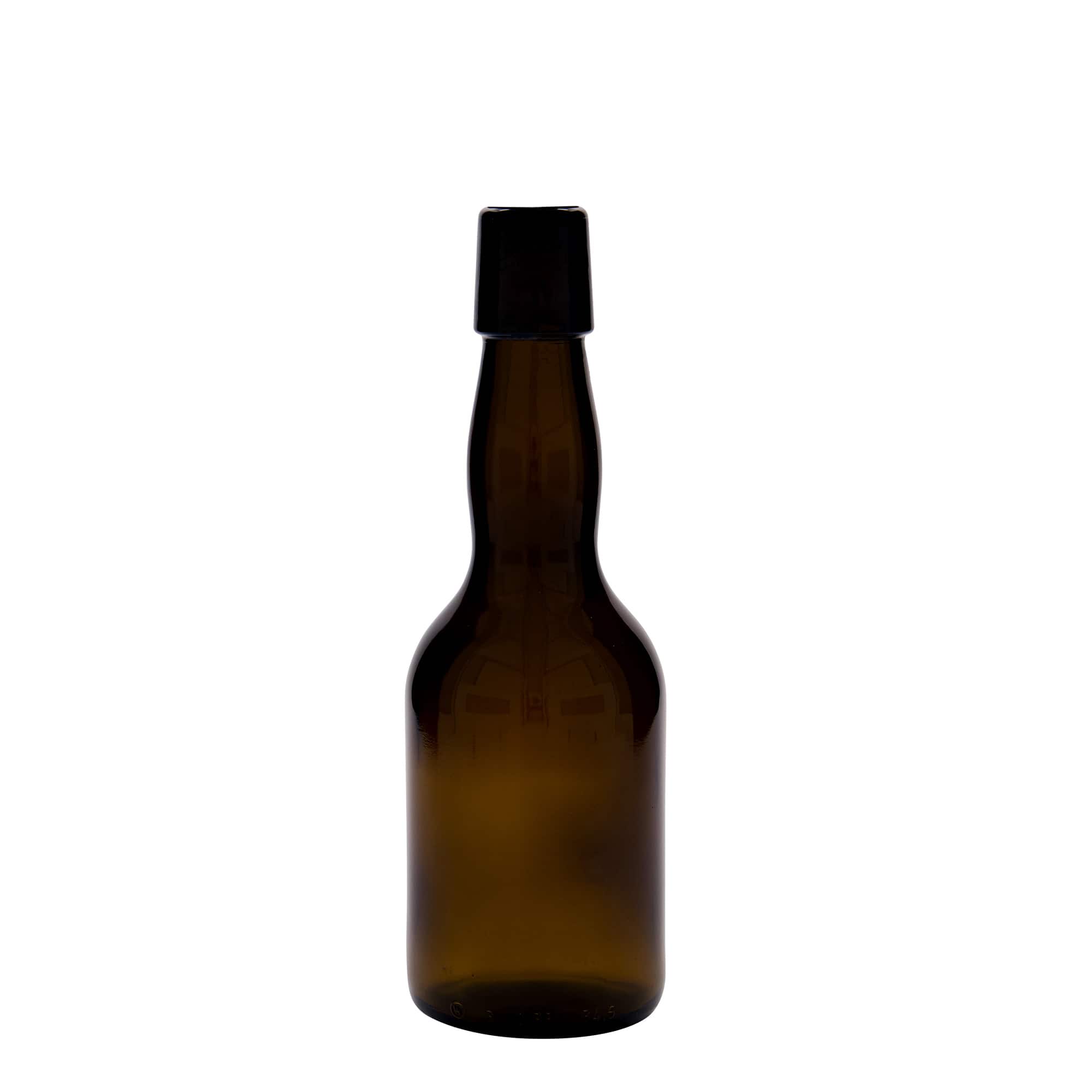 330 ml bierfles met hals, glas, bruin, opening: beugelsluiting