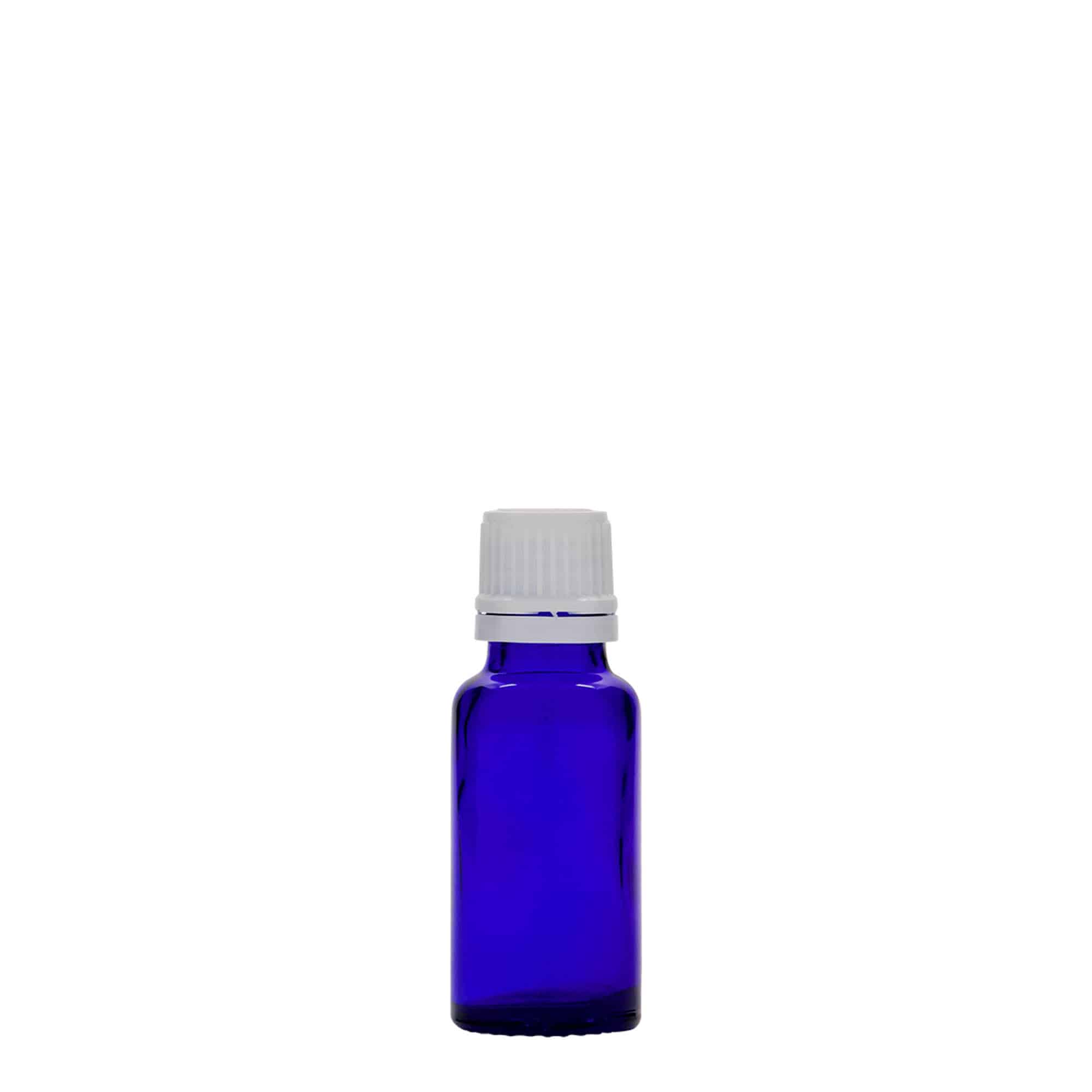 20 ml medicijnflesje, glas, koningsblauw, opening: DIN 18