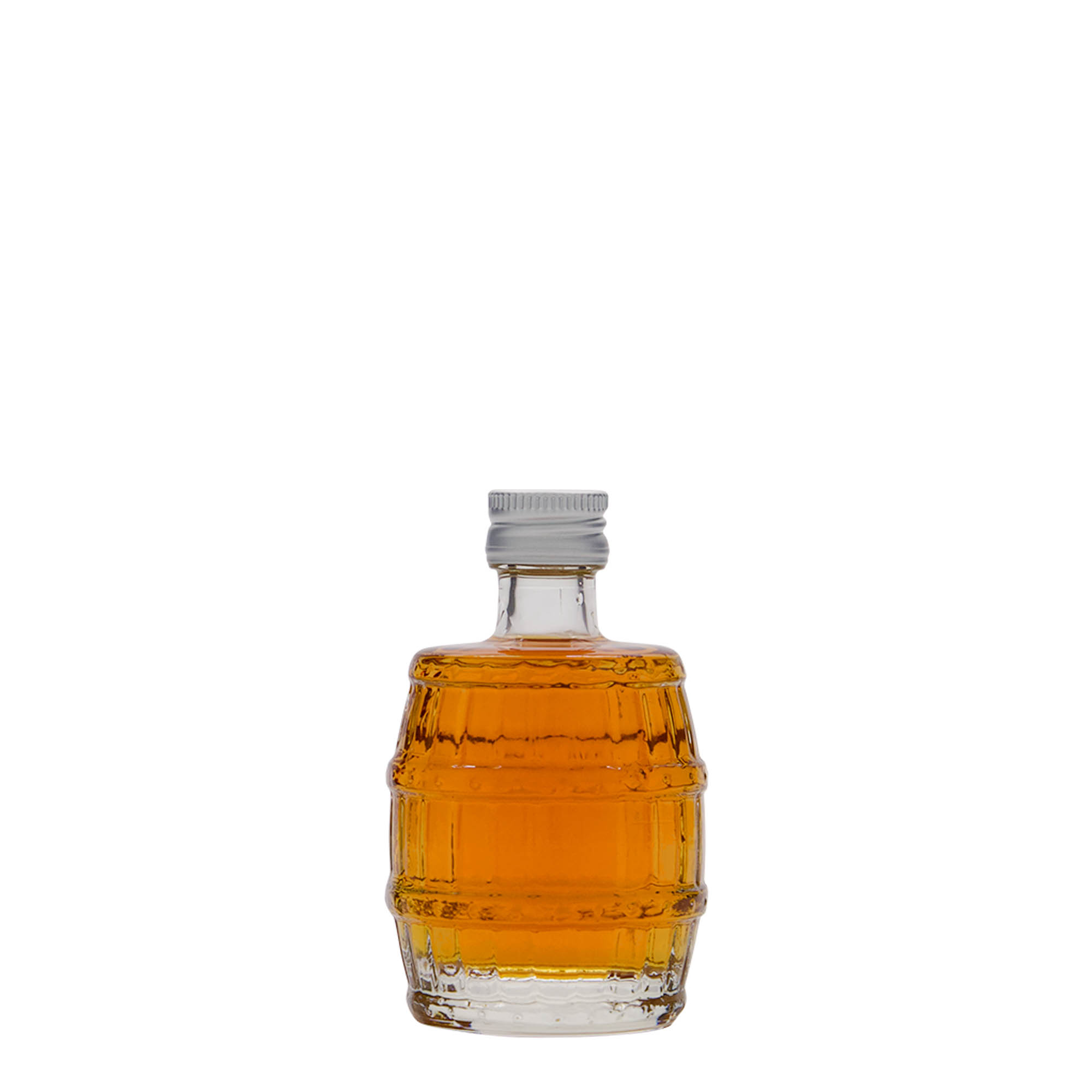 50 ml glazen fles 'vat', mondstuk: PP 18 50 ml glazen fles 'vat', mondstuk: PP 18