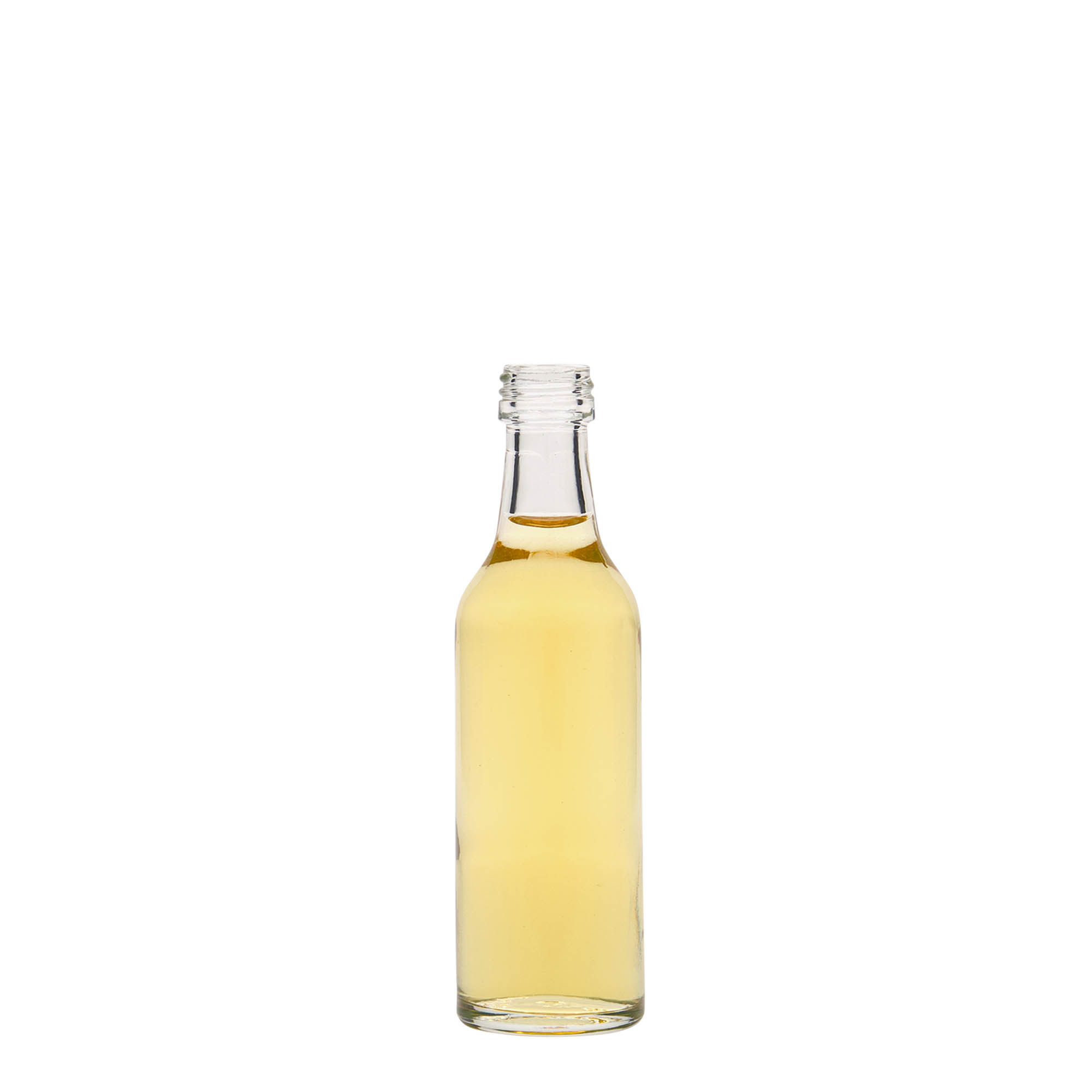 50 ml glazen fles met rechte hals, opening: PP 18 50 ml glazen fles met rechte hals, opening: PP 18