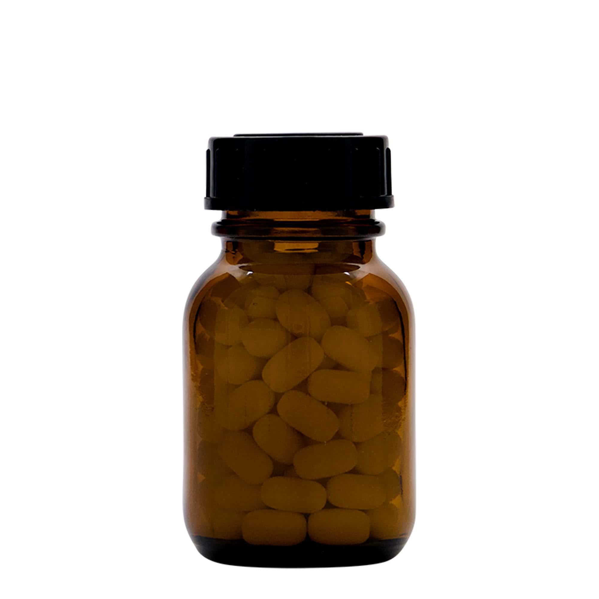 50 ml brede hals glas, bruin, opening: DIN 32