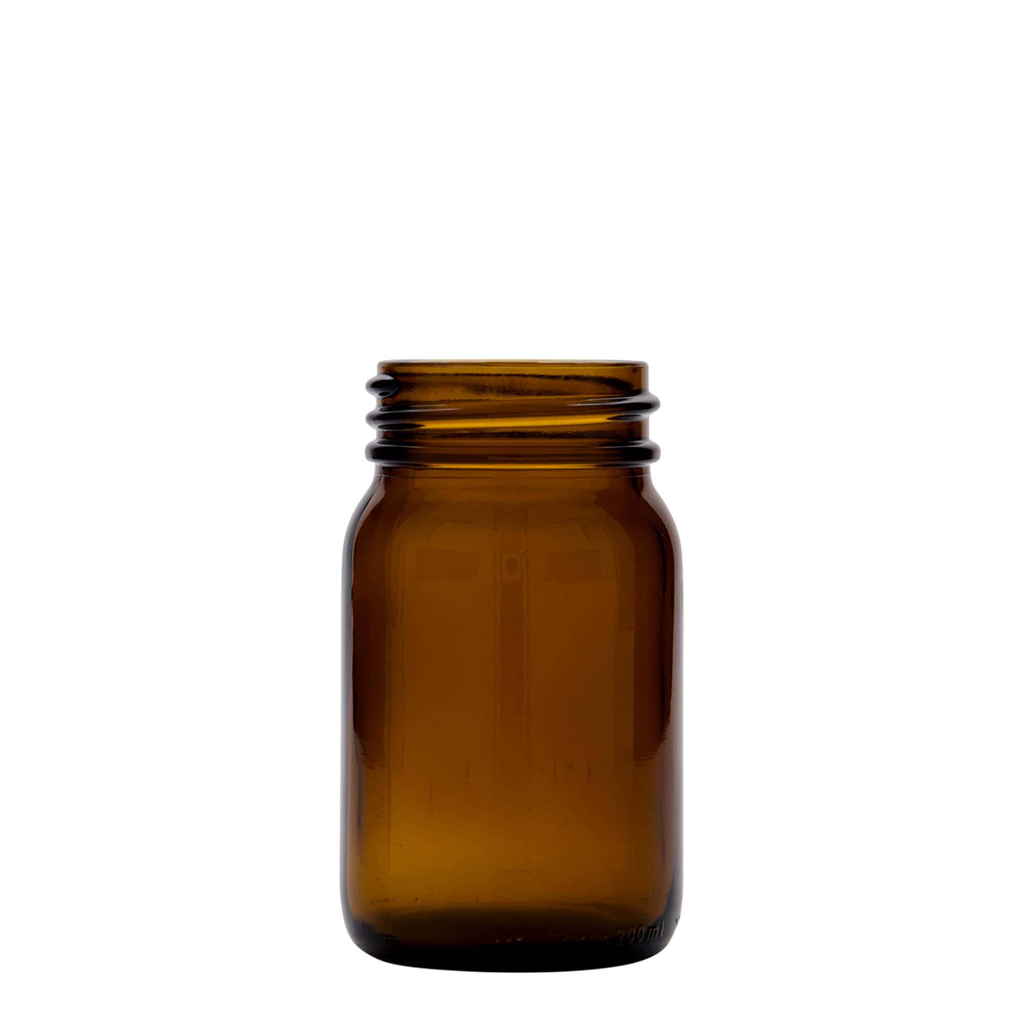 200 ml bredehalsglas, bruin, opening: DIN 55