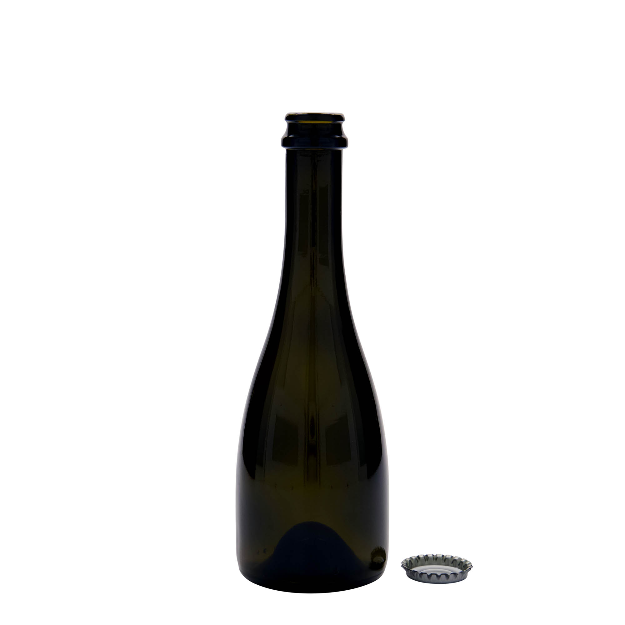 330 ml bier-/bubbelfles 'Tosca', glas, antiekgroen, hals: kroonkurk