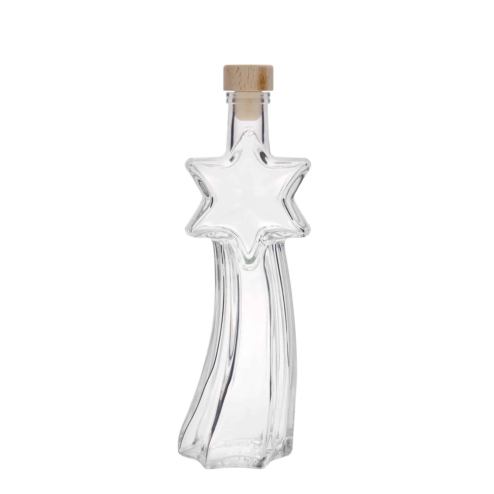 Glazen fles 'Vallende ster', 200 ml, monding: kurk