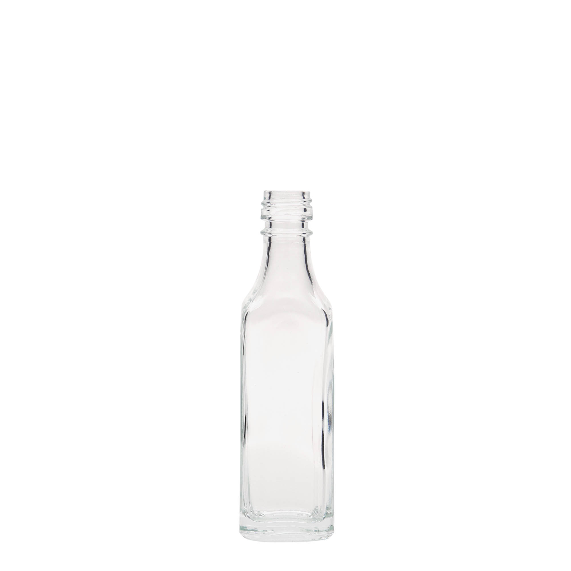 50 ml glazen fles 'Siena', vierkant, monding: PP 18 50 ml glazen fles 'Siena', vierkant, monding: PP 18